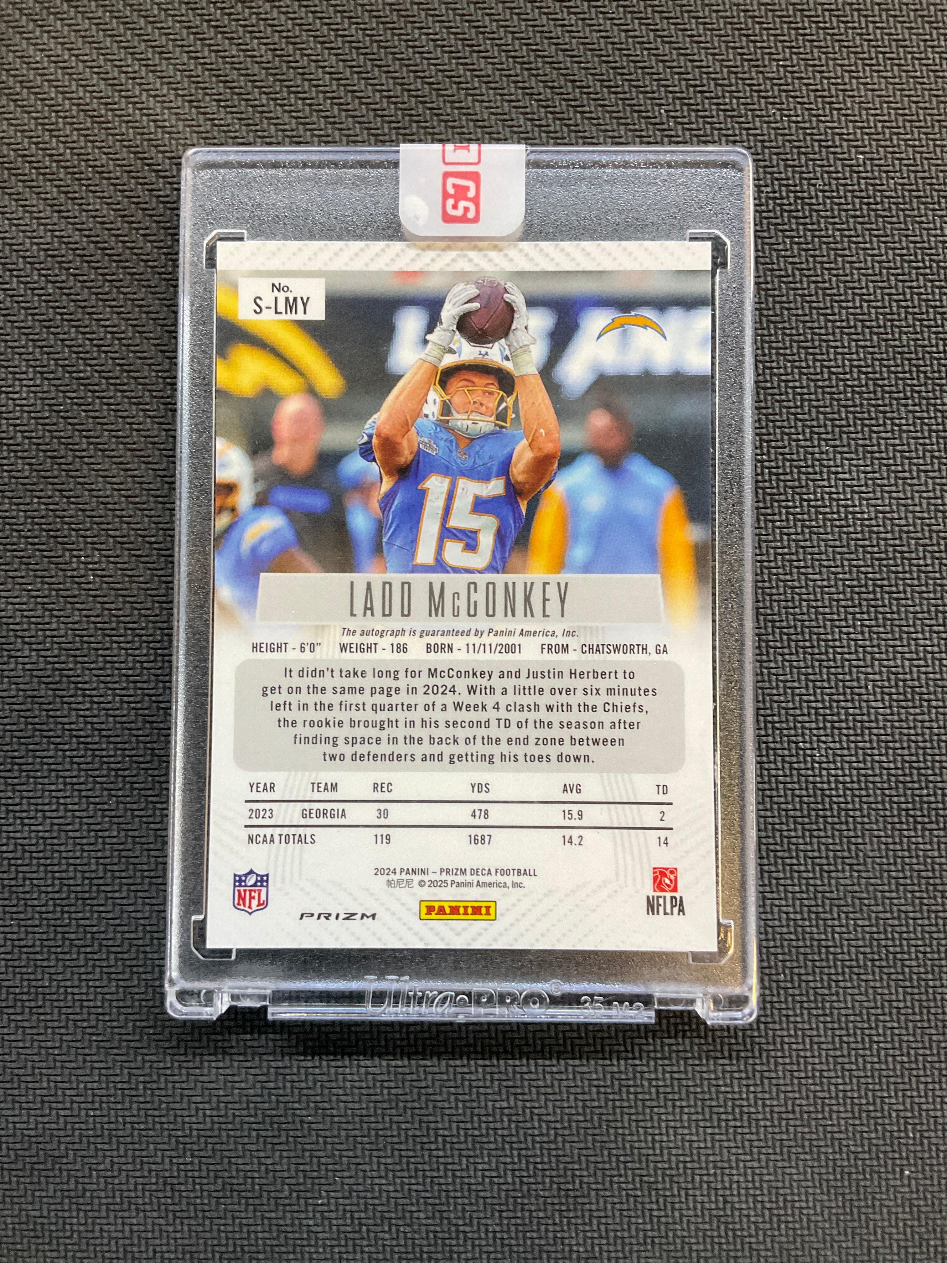 2024 Prizm Deca Ladd McConkey Rookie Auto Silver Chargers