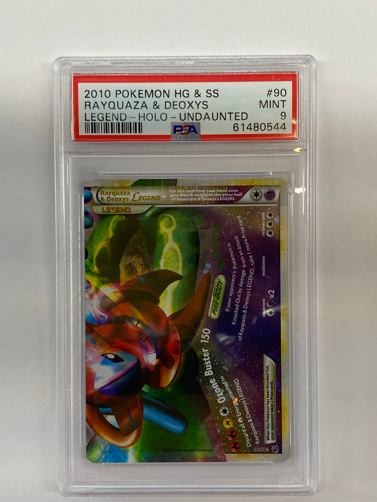 2010 Pokemon Undaunted Rayquaza & Deoxys Legend Holo 90 PSA 9