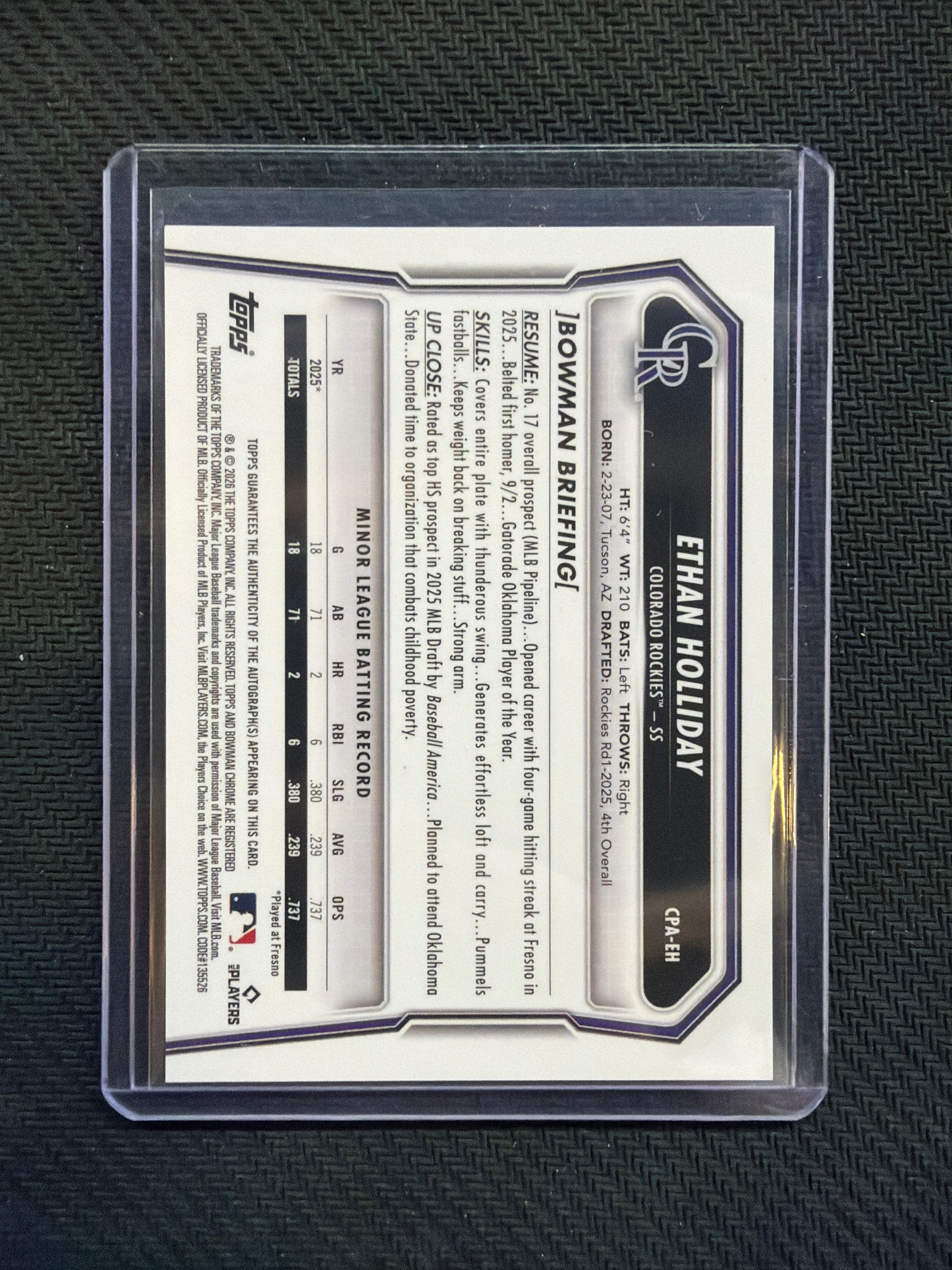 2026 Bowman Chrome Ethan Holliday 1st Auto