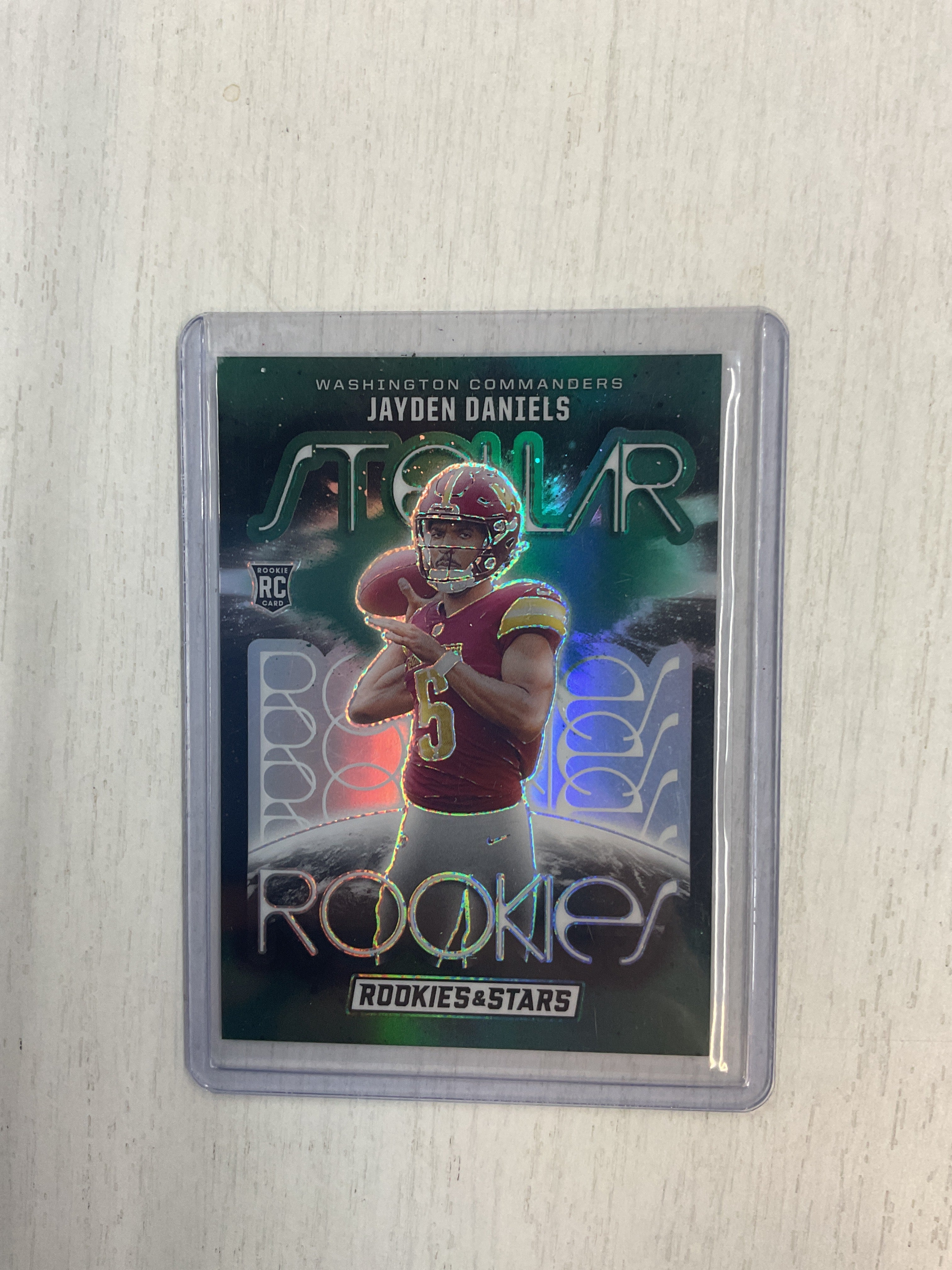 2024 Rookies & Stars Jayden Daniels Rookie Green /5 Stellar