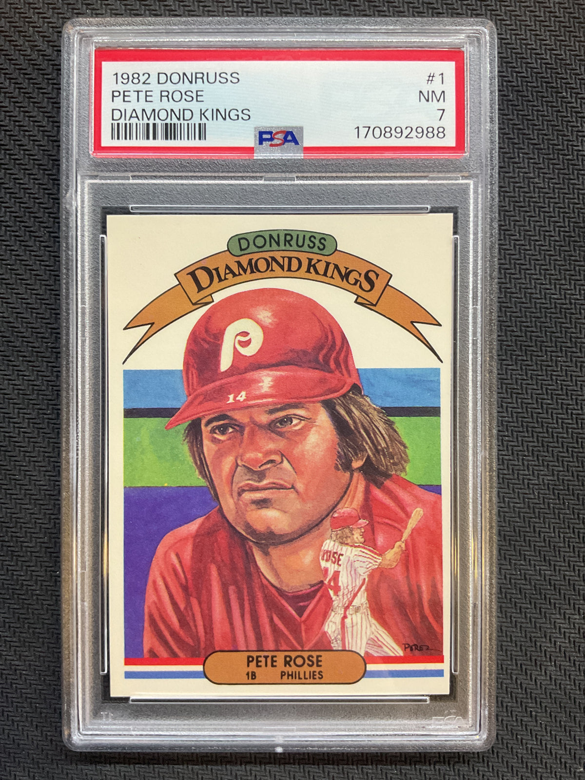 1982 Donruss Diamond Kings # 1 Pete Rose PSA 7