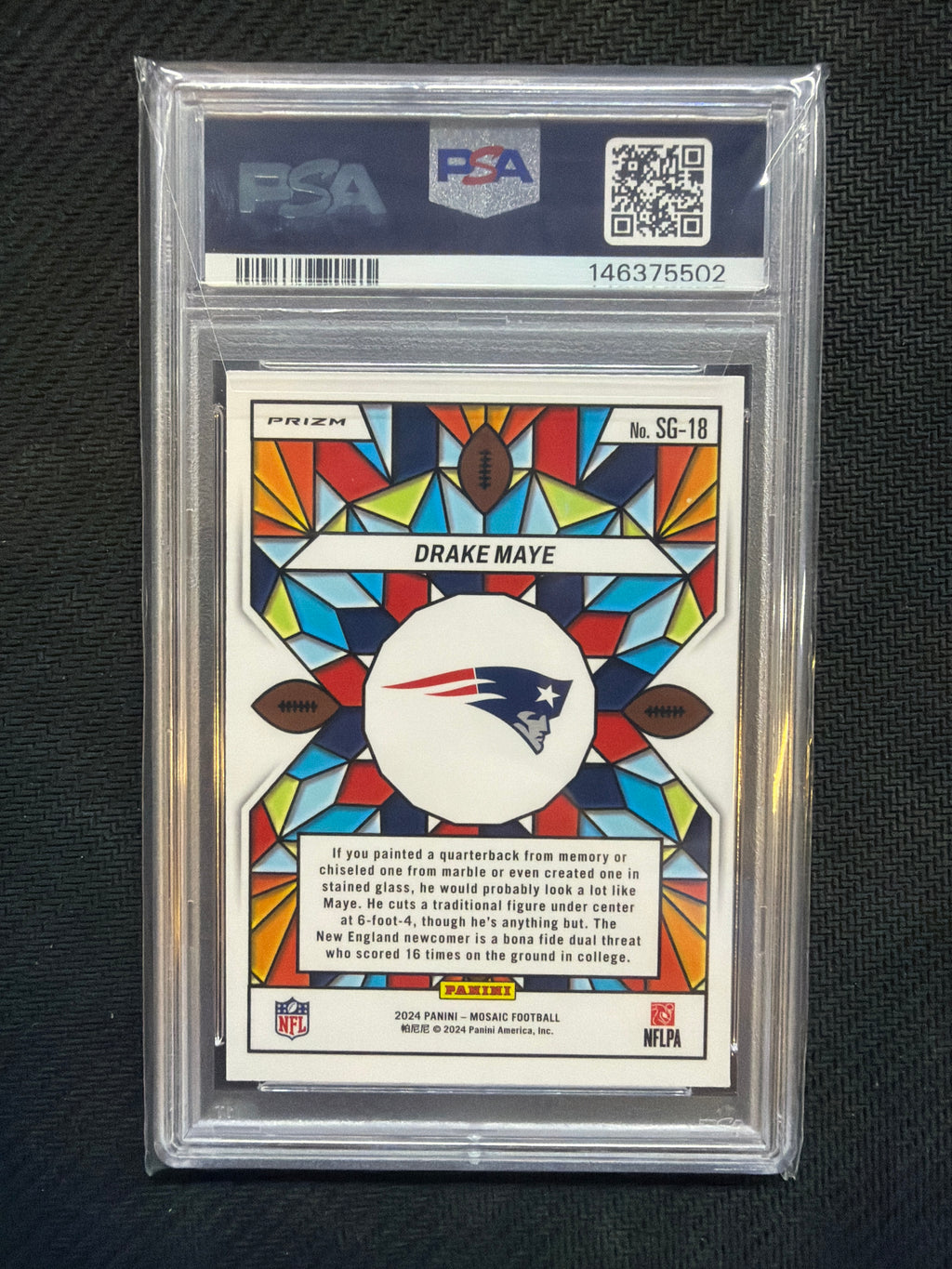 2024 Mosaic Drake Maye Rookie Stained Glass PSA 8 502