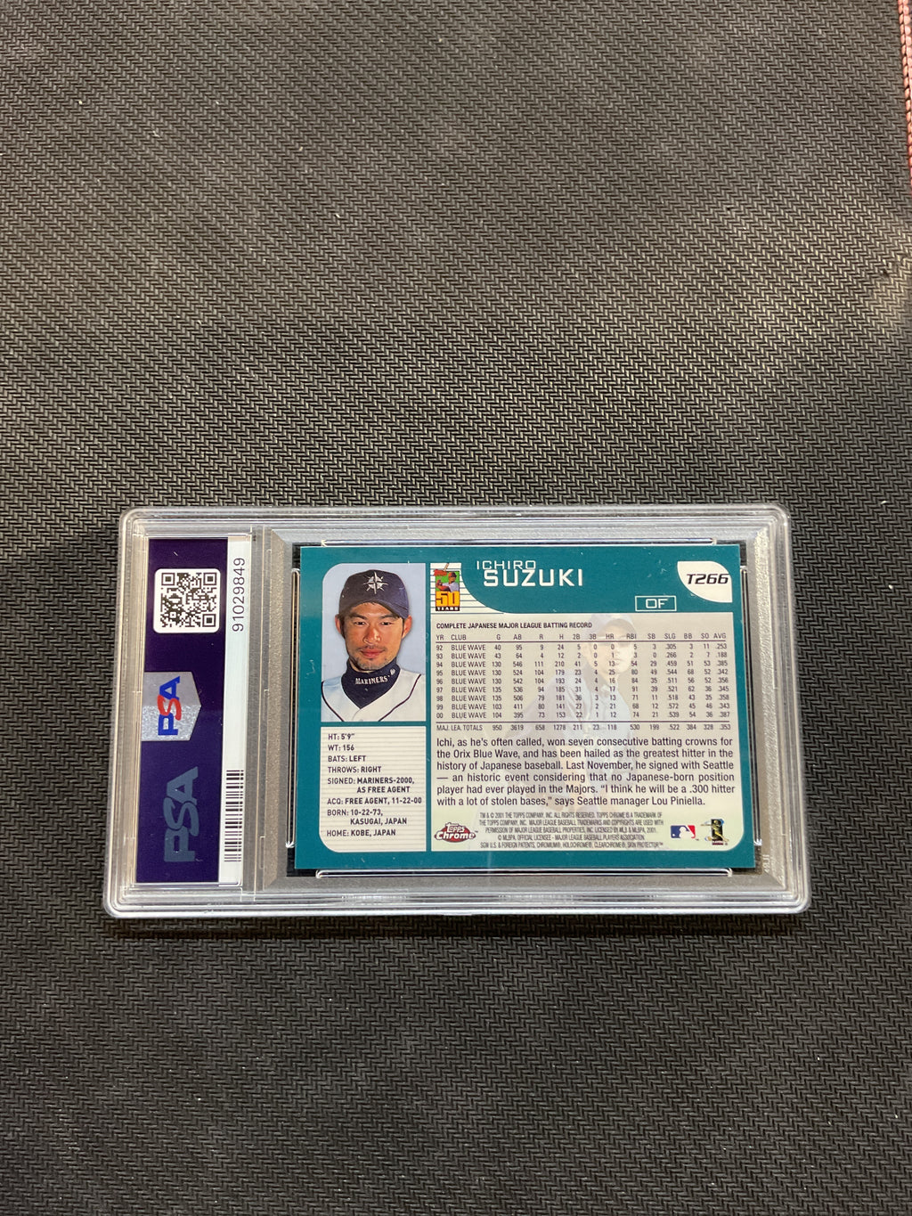 2021 Topps Chrome Traded Ichiro Suzuki Rookie PSA 10 Mariners