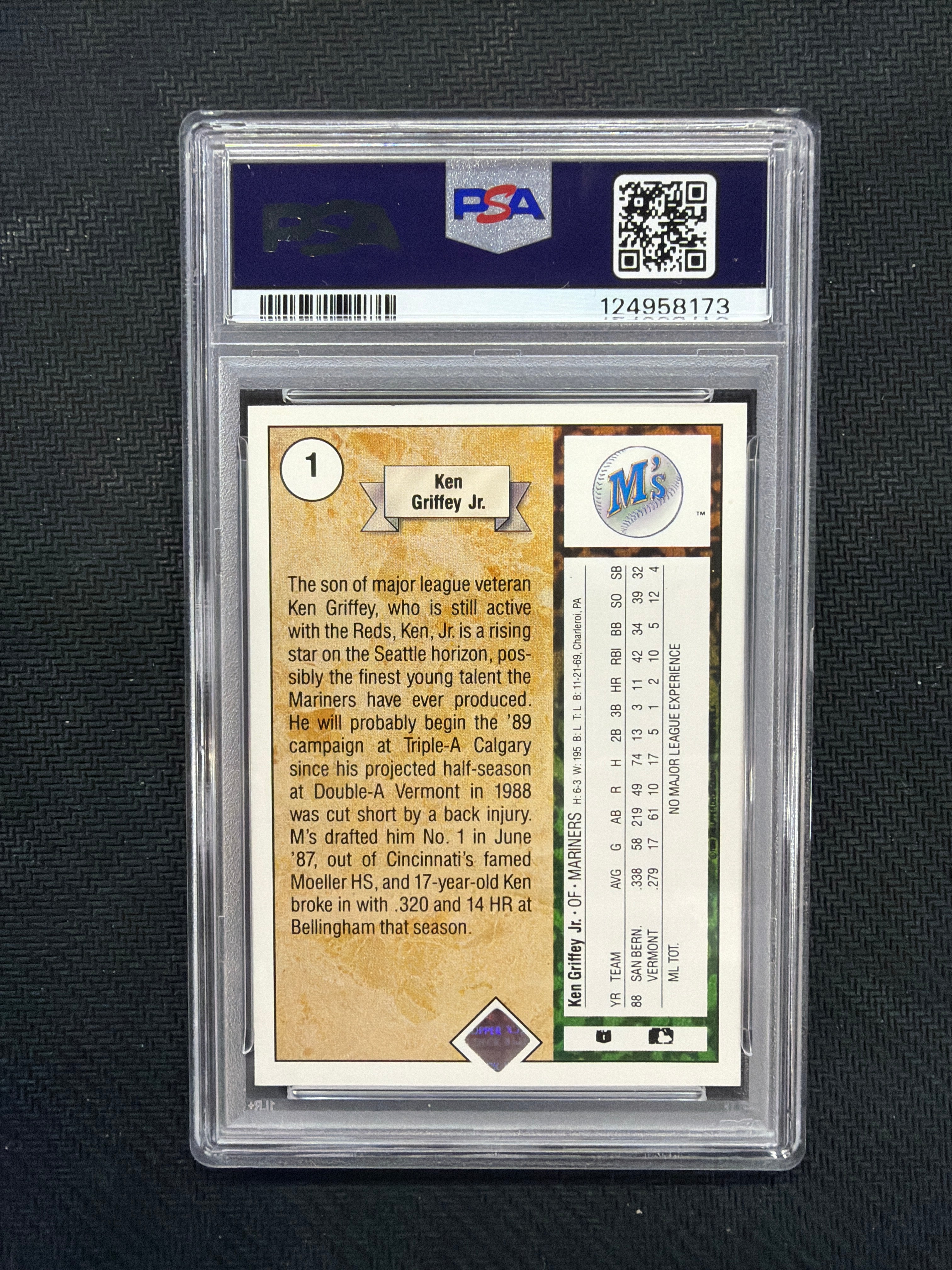 1989 Upper Deck Ken Griffey Jr Star Rookie PSA 7 8173