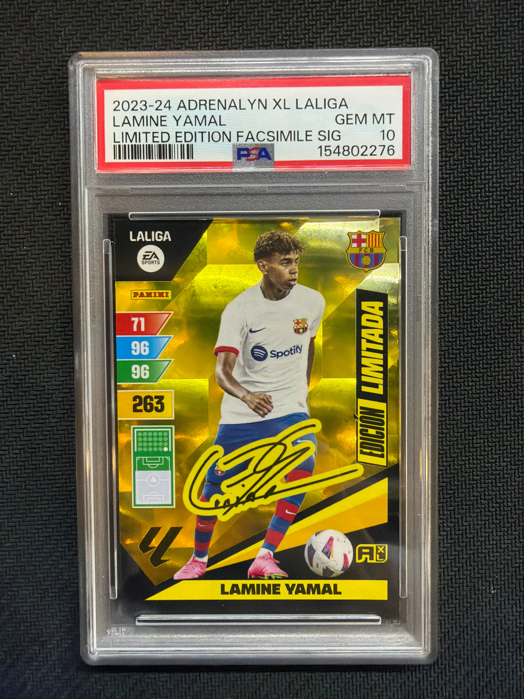 2023-24 Panini Adrenalyn XL Laliga LaMine Yamal Rookie Limited Facesmile Signature PSA 10 276