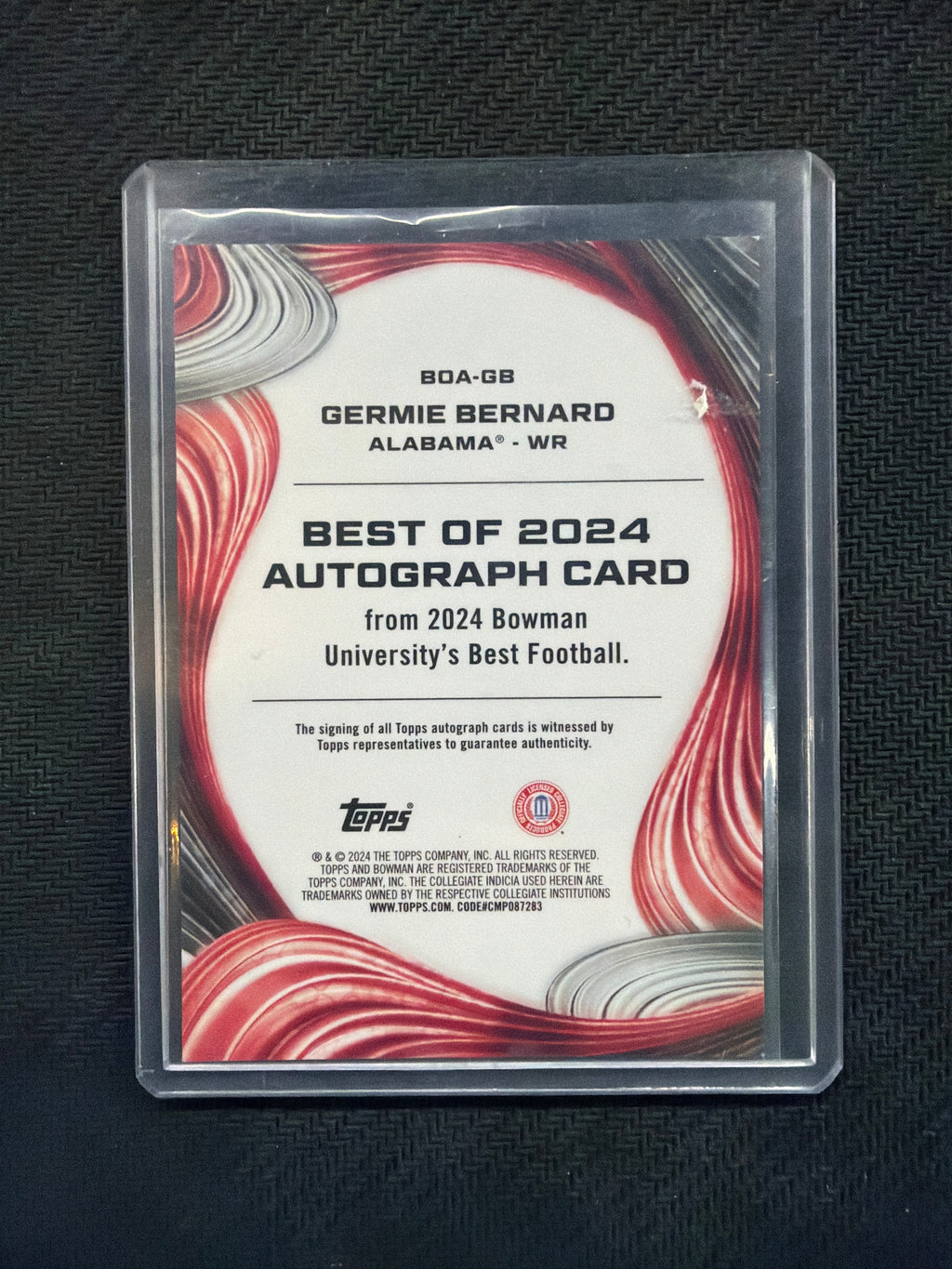 2024 Bowman Best Germie Bernard Green Mini Diamond Auto /99 Alabama