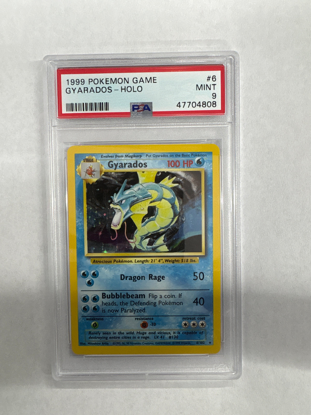 1999 Pokemon Base Set Gyarados Holo 6 PSA 9