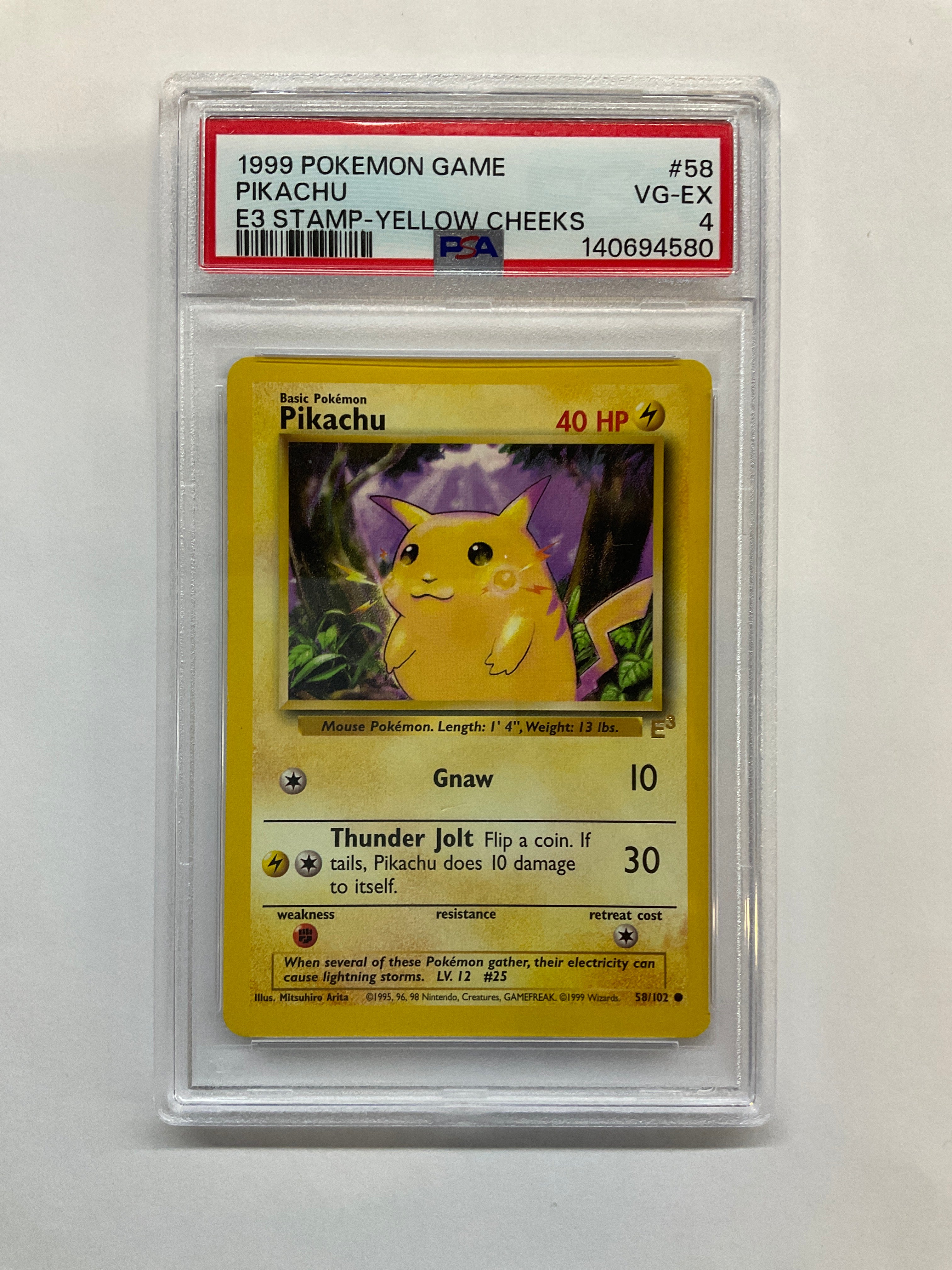 1999 Pokemon Pikachu #58 E3 Stamp Yellow Cheeks PSA 4