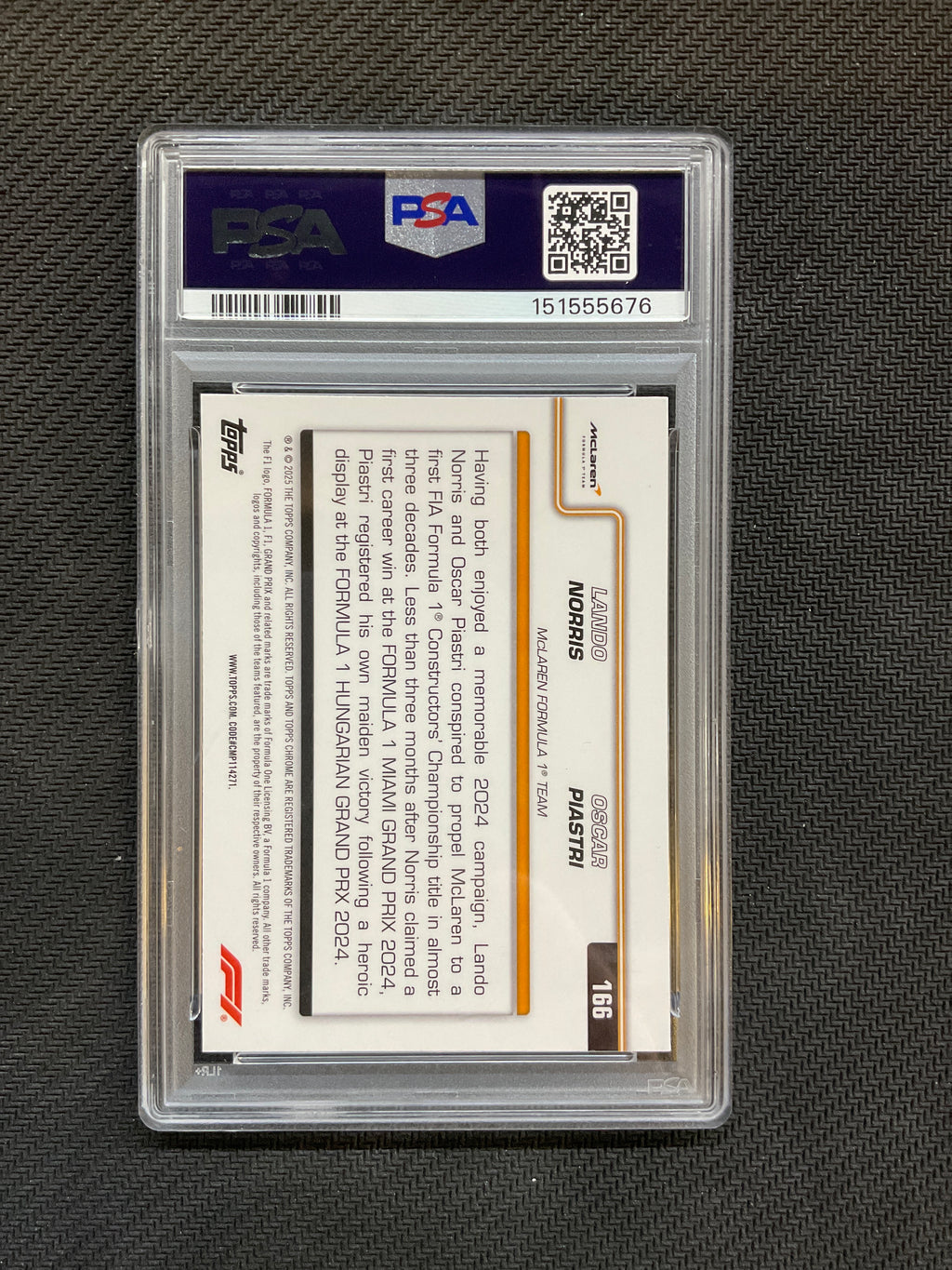 2025 Topps Chrome F1 Sapphire Lando Norris Oscar Piastri PSA 9 Mclaren