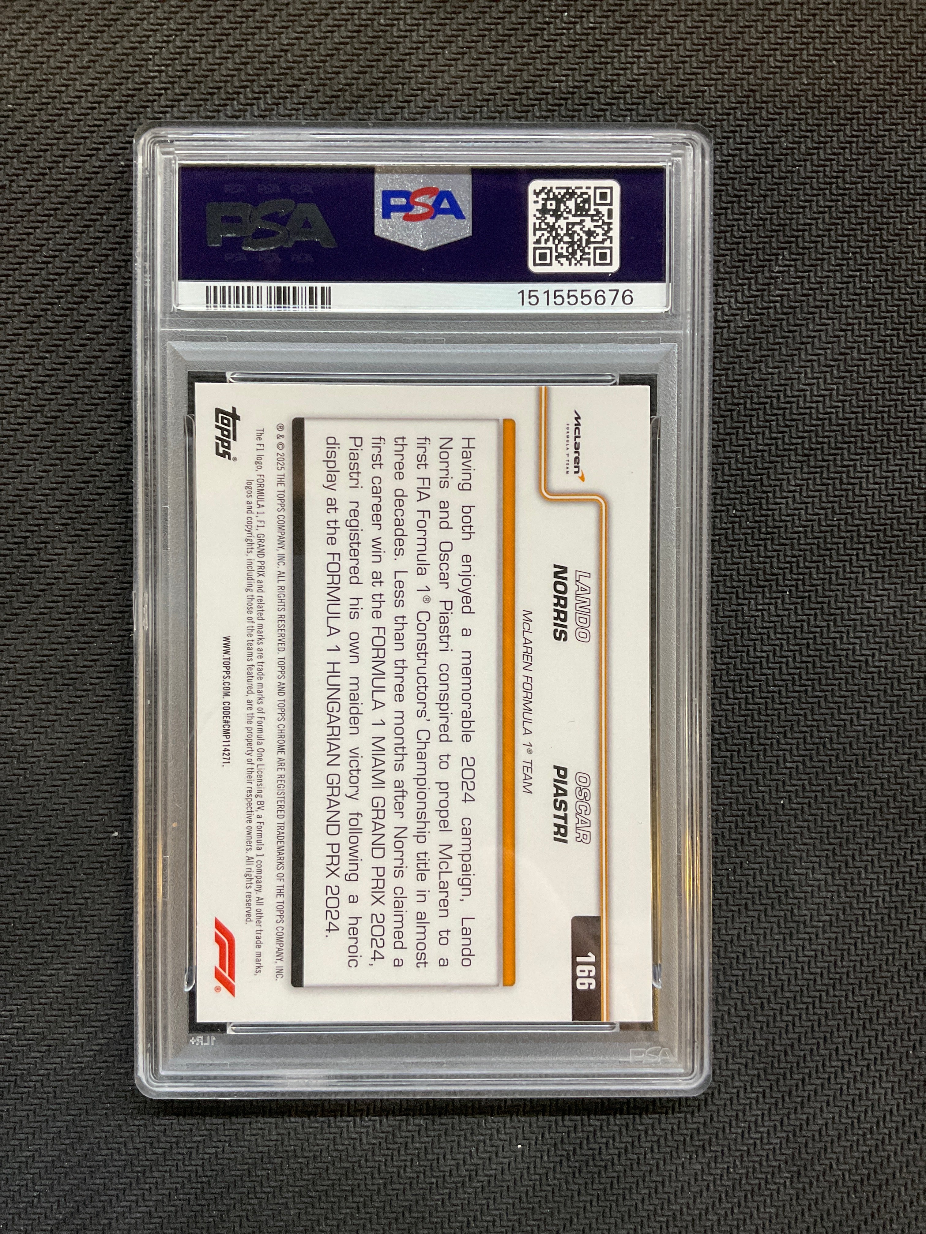 2025 Topps Chrome F1 Sapphire Lando Norris Oscar Piastri PSA 9 Mclaren