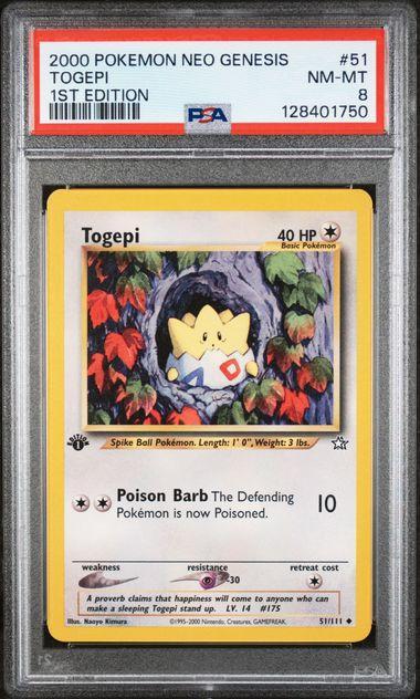 2000 Pokemon Neo Genesis Togepi 1st Ed. 51 PSA 8
