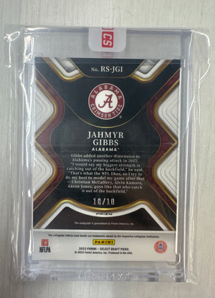 2023 Select Draft Picks Jahmyr Gibbs Gold Auto /10