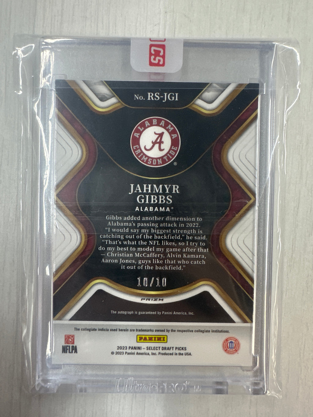 2023 Select Draft Picks Jahmyr Gibbs Gold Auto /10