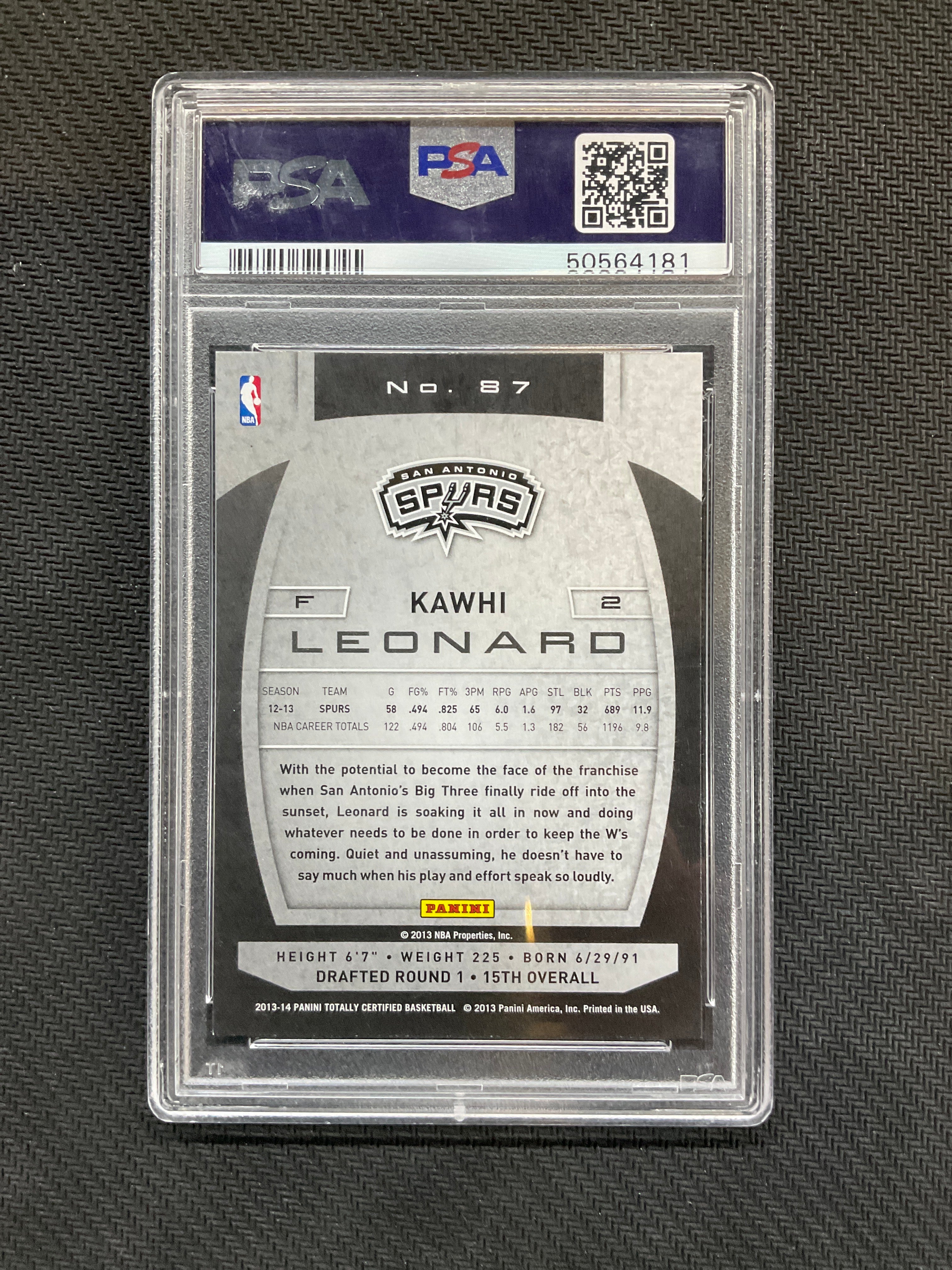 2013 Panini Totally Certified Kawhi Leonard PSA 9 Spurs 181