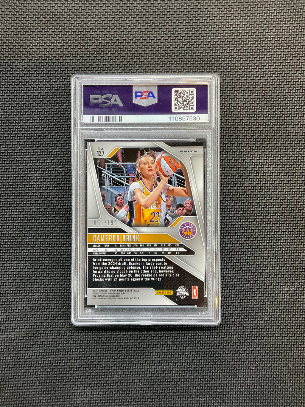 2024 Prizm WNBA Cameron Brink Blue Pulsar /199 PSA 10