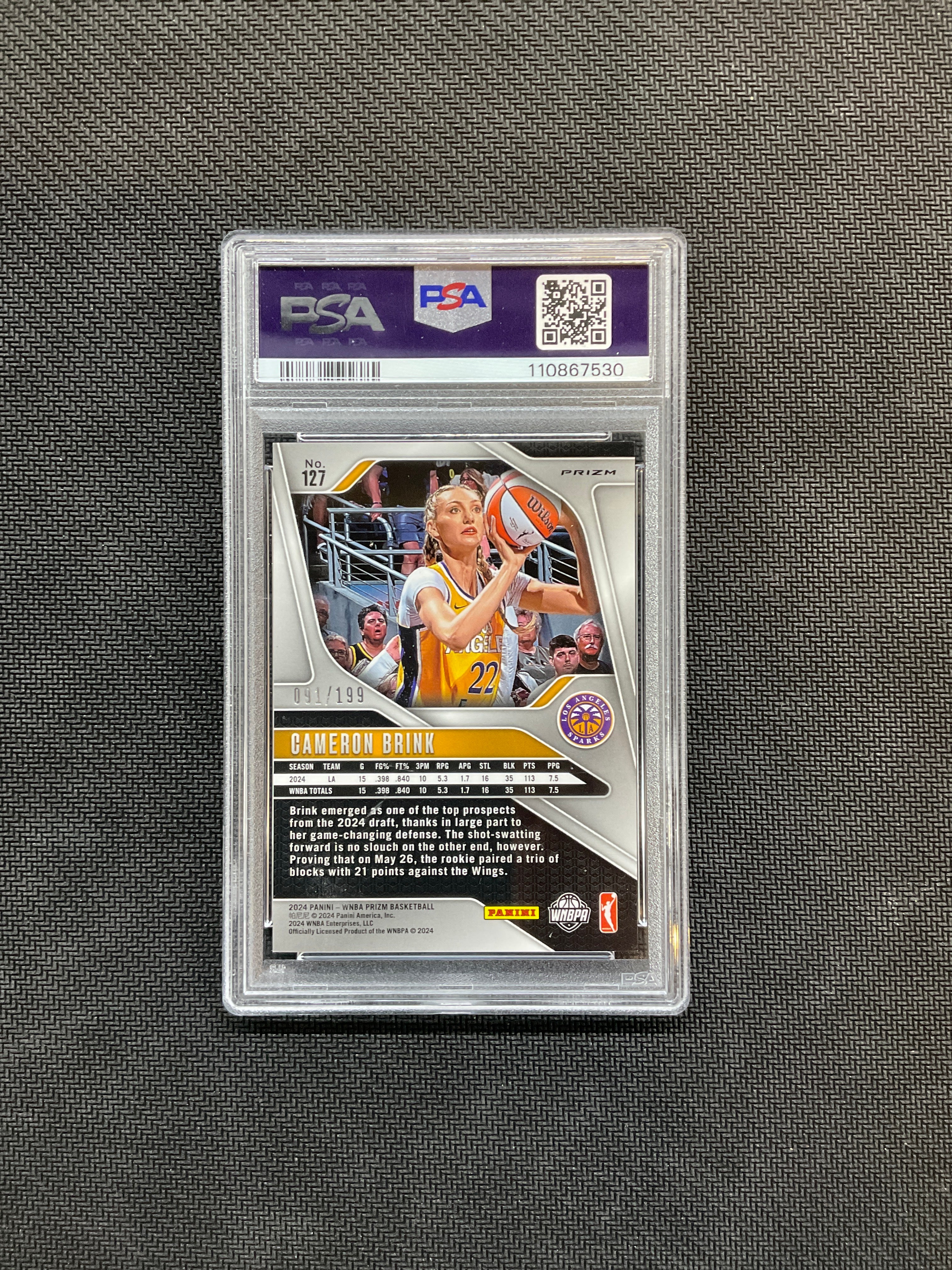 2024 Prizm WNBA Cameron Brink Blue Pulsar /199 PSA 10