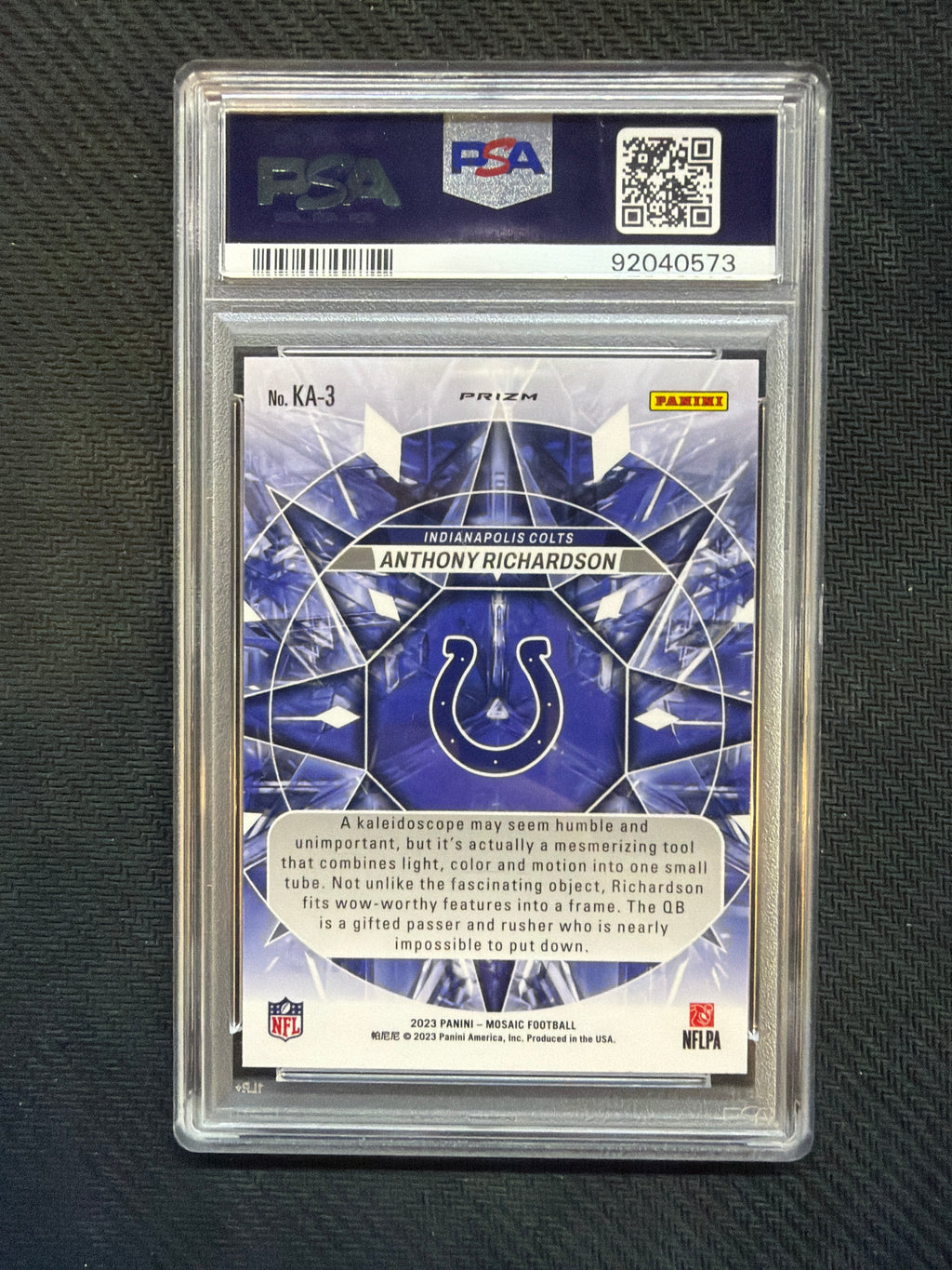 2023 Mosaic Anthony Richardson Kaleidoscopic PSA 10 Colts