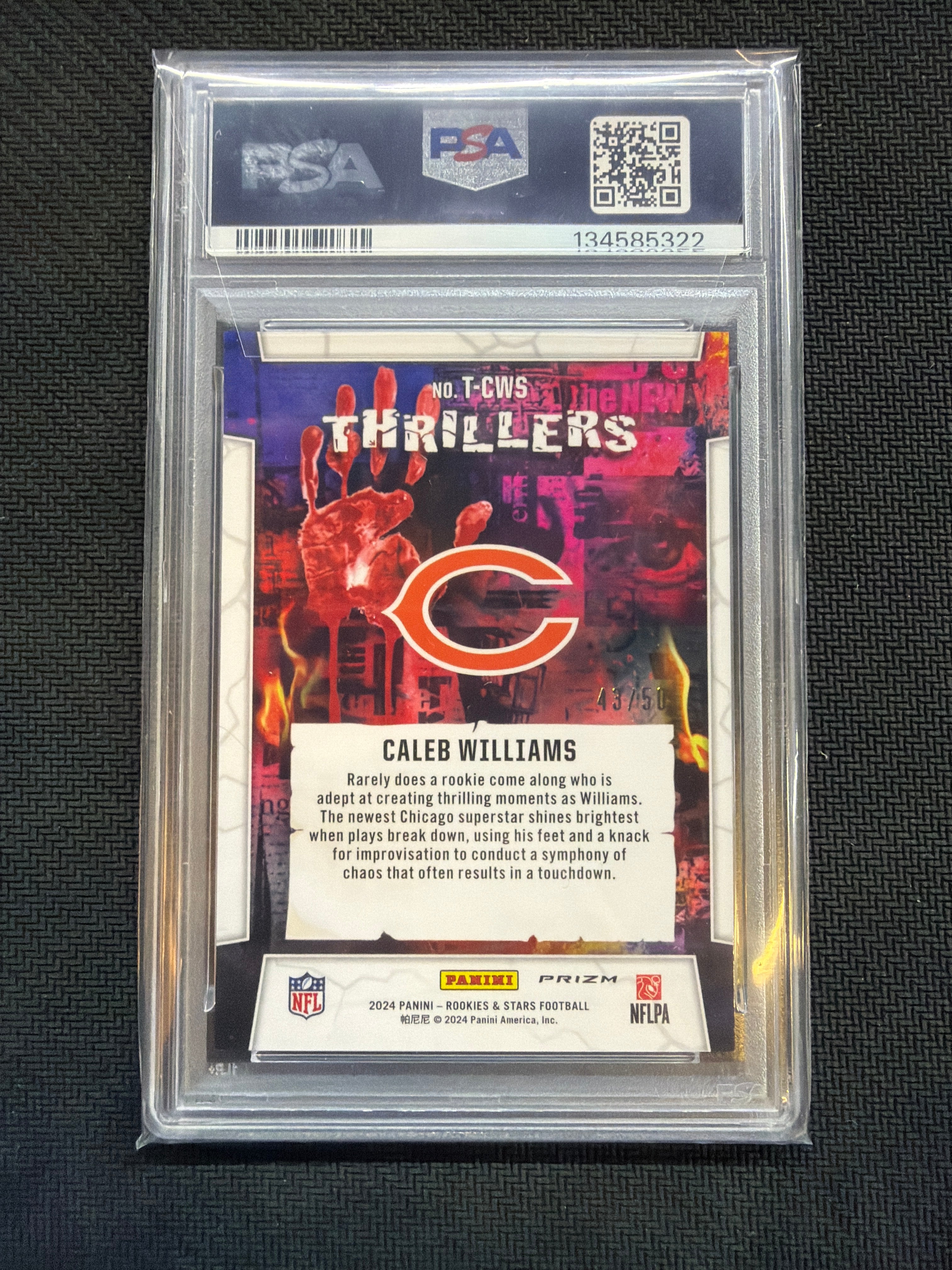 2024 Panini Rookies & Stars Caleb Williams Thrillers Blue /50 PSA 9 Bears