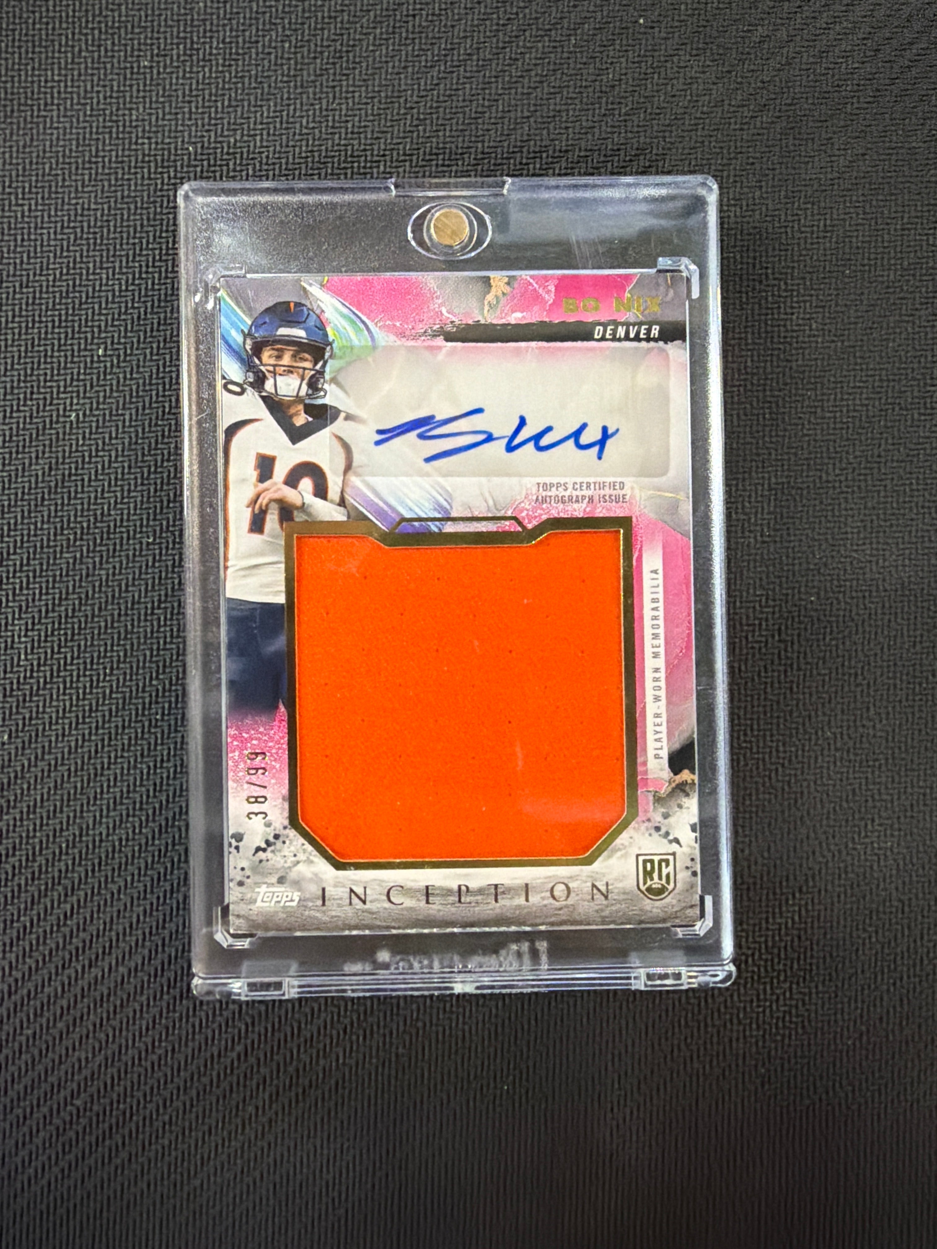 2024 Topps Inception Bo Nix Rookie Patch Auto /99 Pink