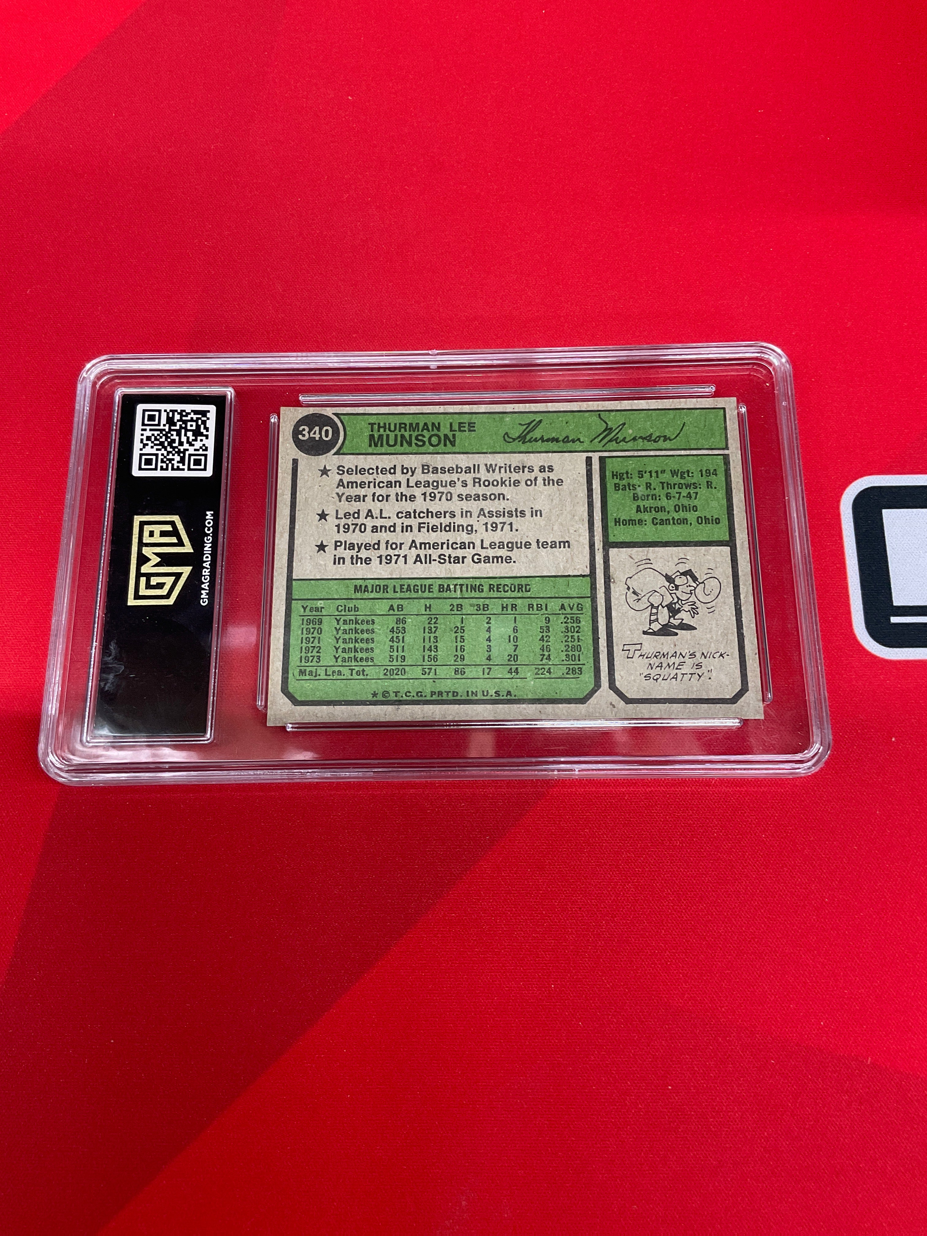 1974 Topps #340 Thurman Munson GMA 6.5
