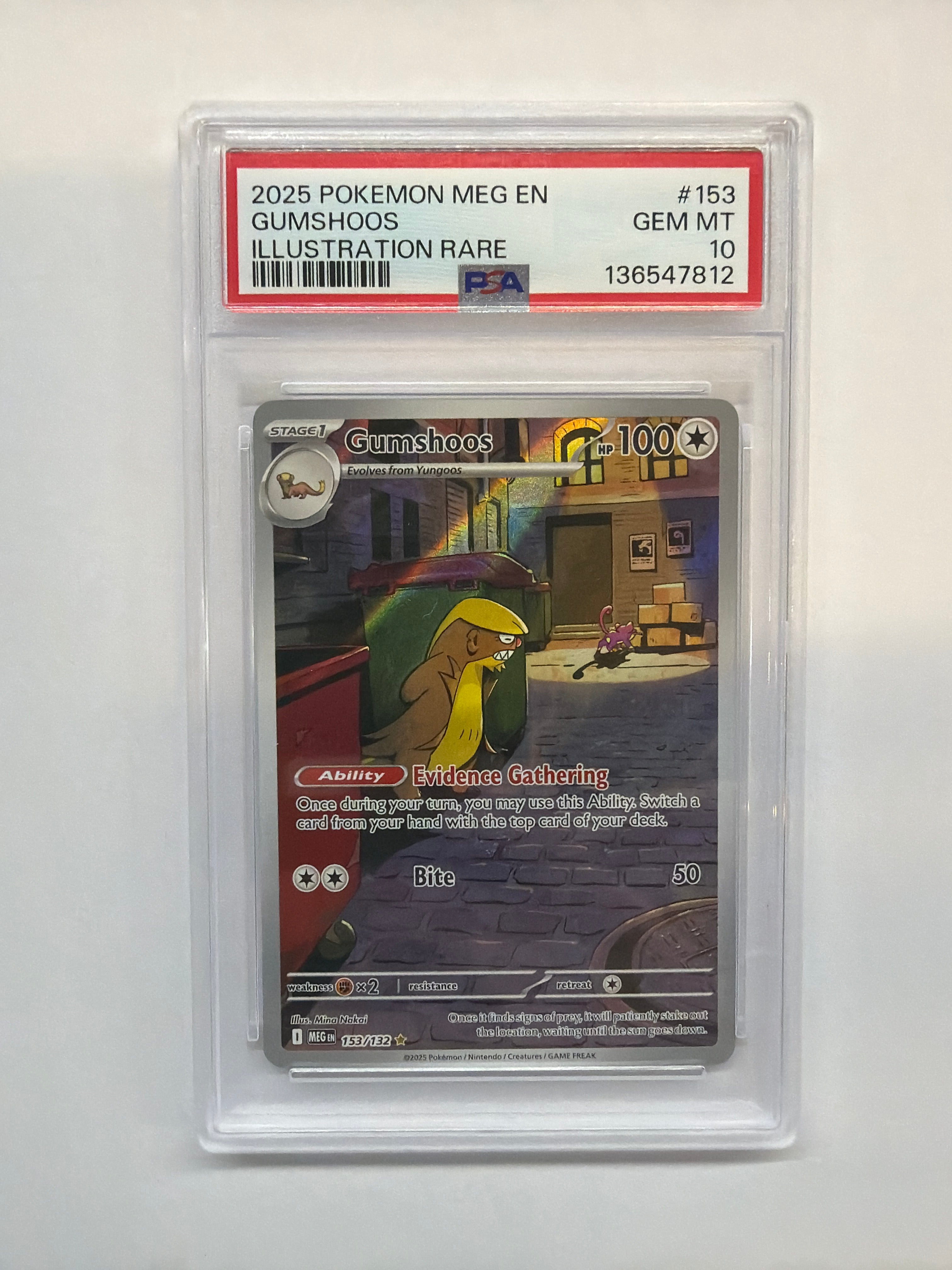 2025 Pokemon Mega Evolution Gumshoos 153  PSA 10