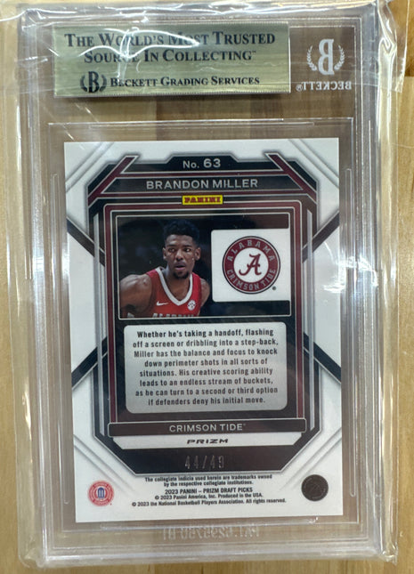 2023-24 Panini Prizm Brandon Miller Orange Pulsar /49 BGS 9.5 Alabama