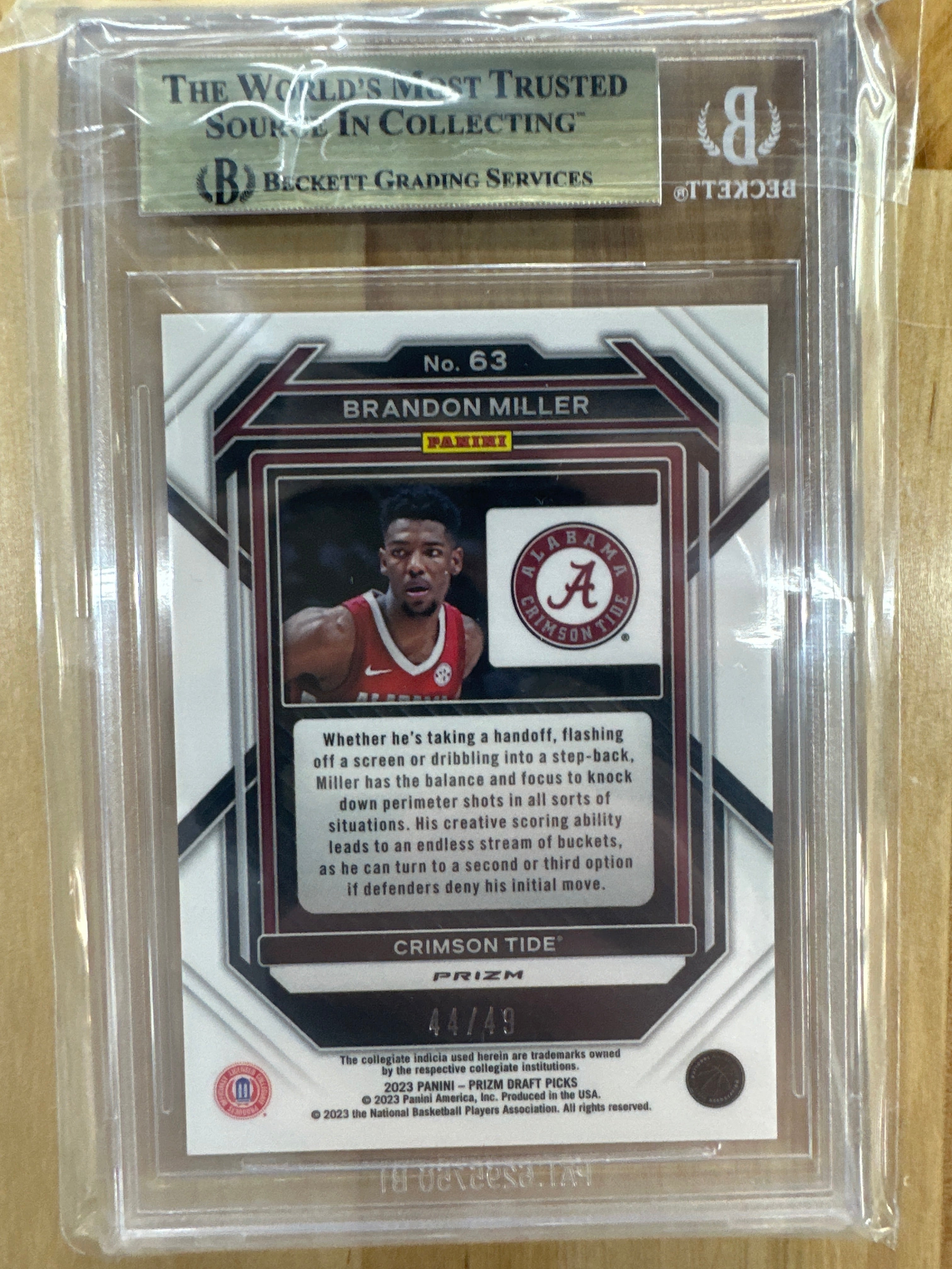 2023-24 Panini Prizm Brandon Miller Orange Pulsar /49 BGS 9.5 Alabama