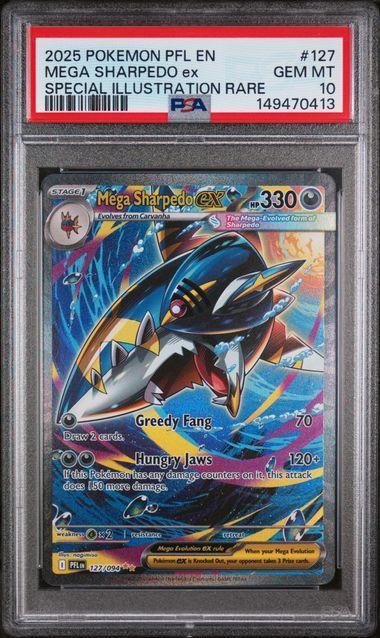 2025 Pokemon Phantasmal Flames Mega Sharpedo ex 127 PSA 10