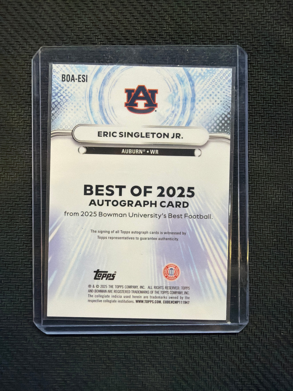 2025 Bowman Best U Eric Singleton Jr The Best Of 2025 Auto Auburn
