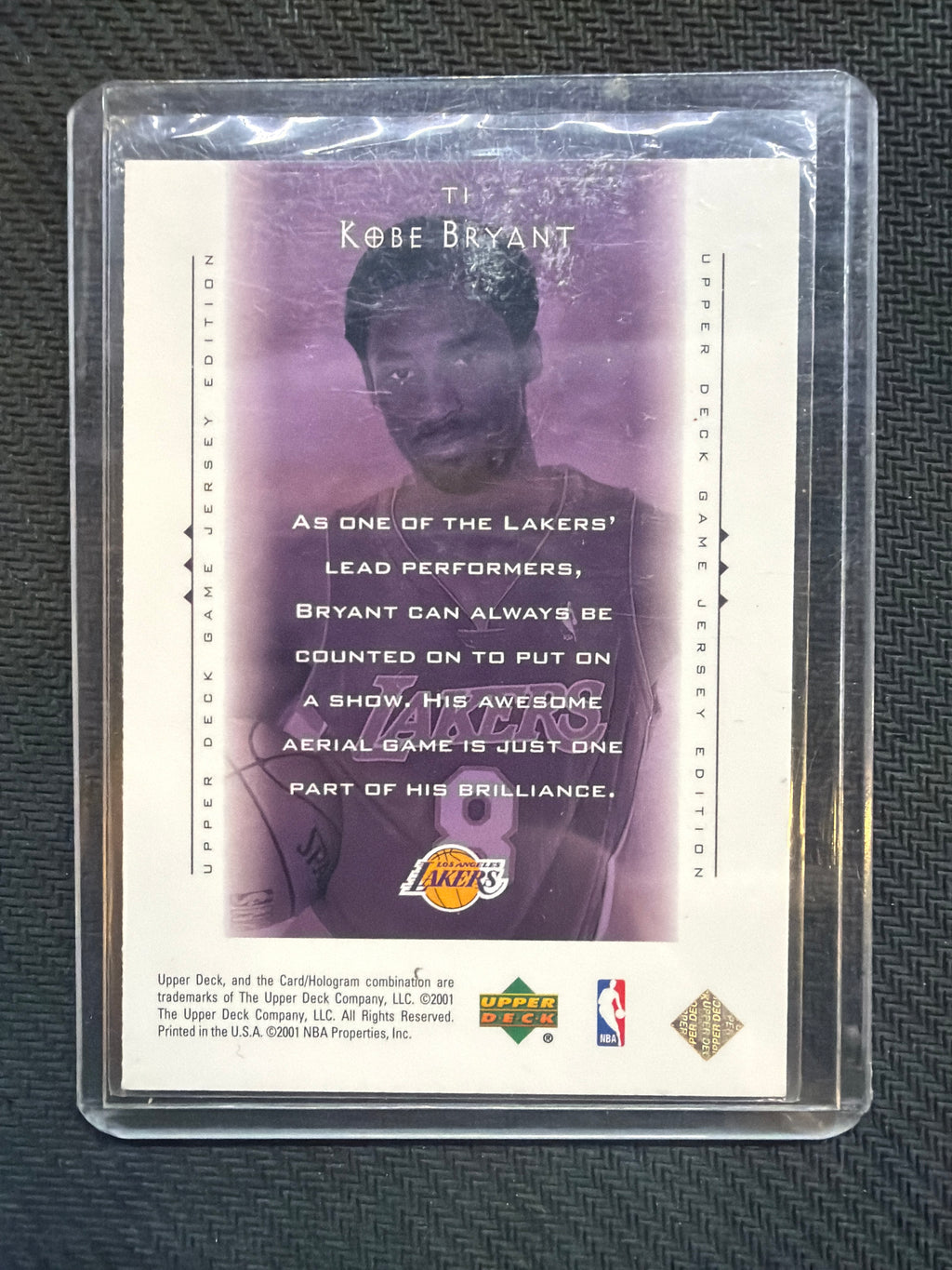 2001 Upper Deck Game Jersey Edition Kobe Bryant Touch the Sky #T1 Lakers