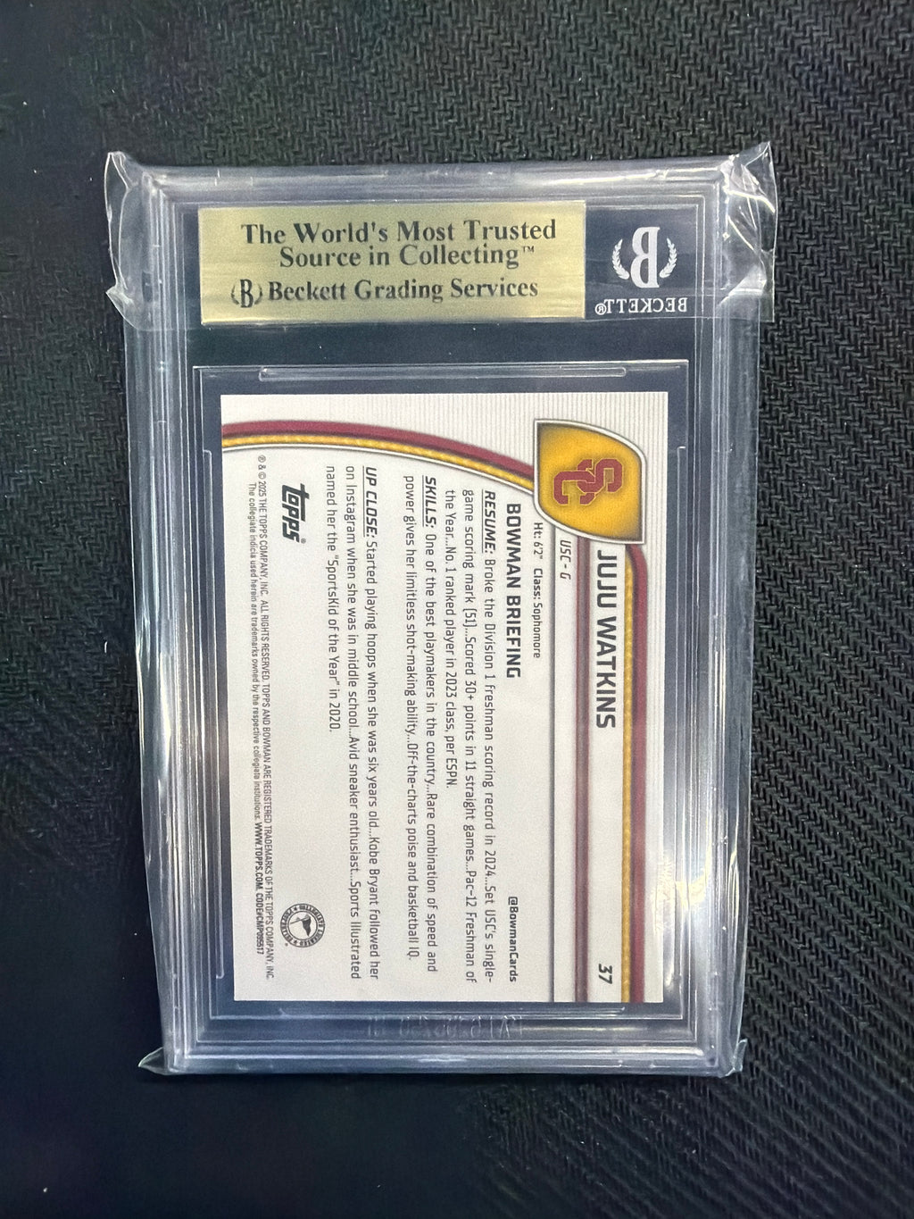 2024-25 Bowman U Chrome JuJu Watkins Purple Lava BGS 9.5 USC