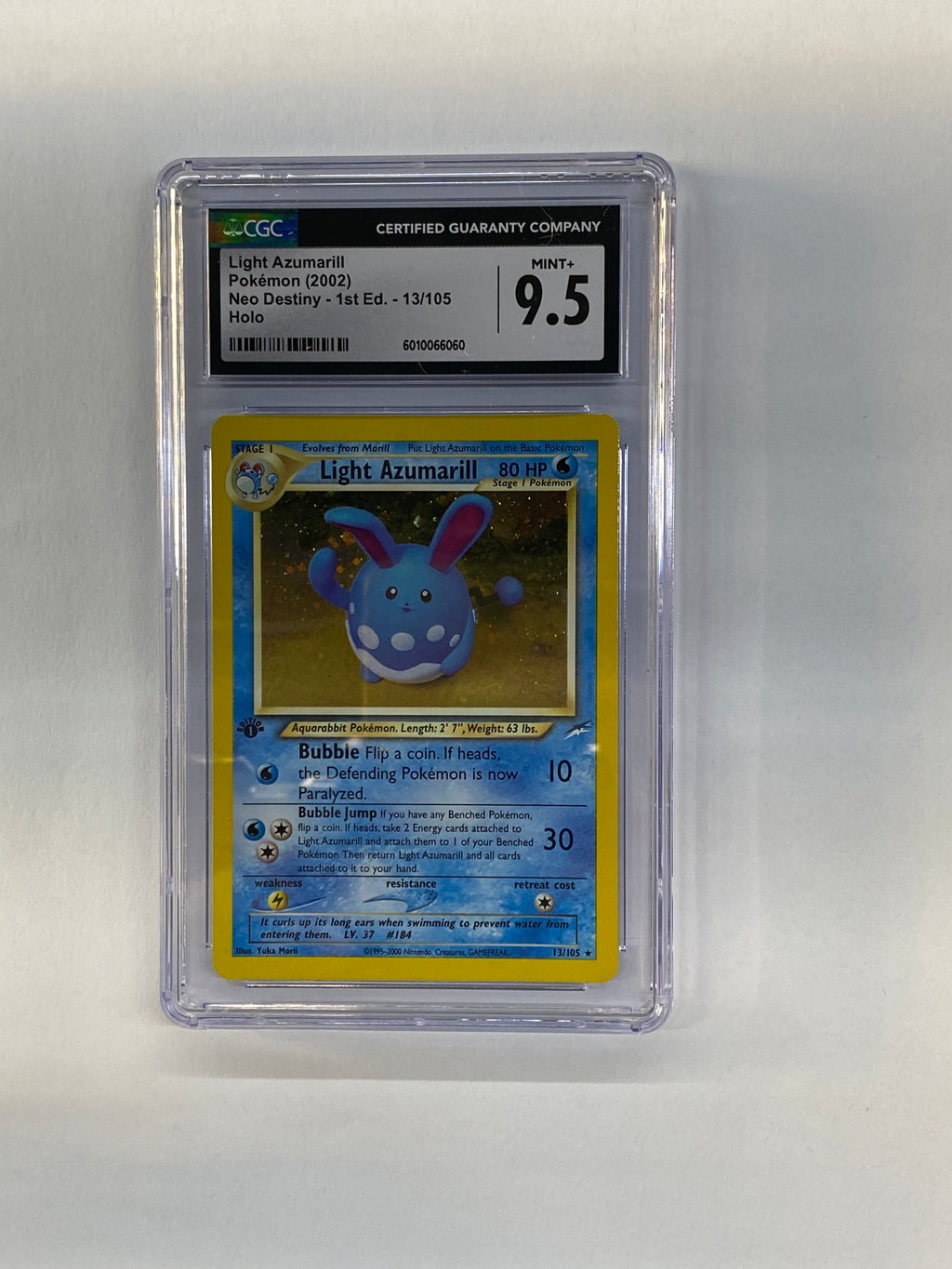 2002 Pokemon Neo Destiny 1st Ed Light Azumarill 13 Holo CGC 9.5