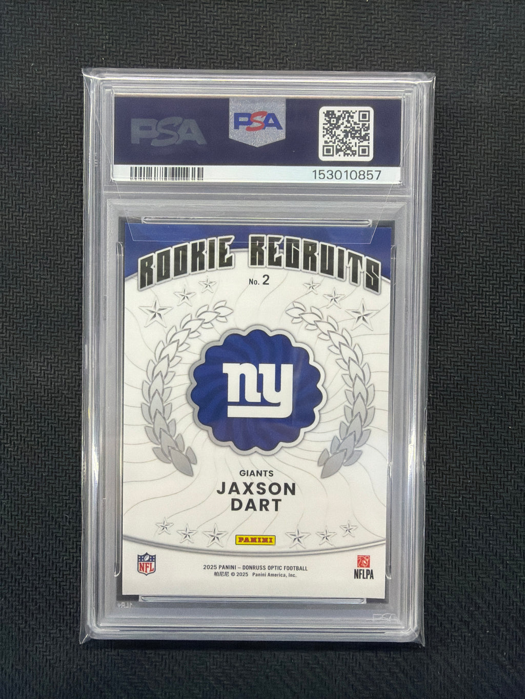 2025 Donruss Optic Jaxson Dart Rookie Recruits #2 PSA 10