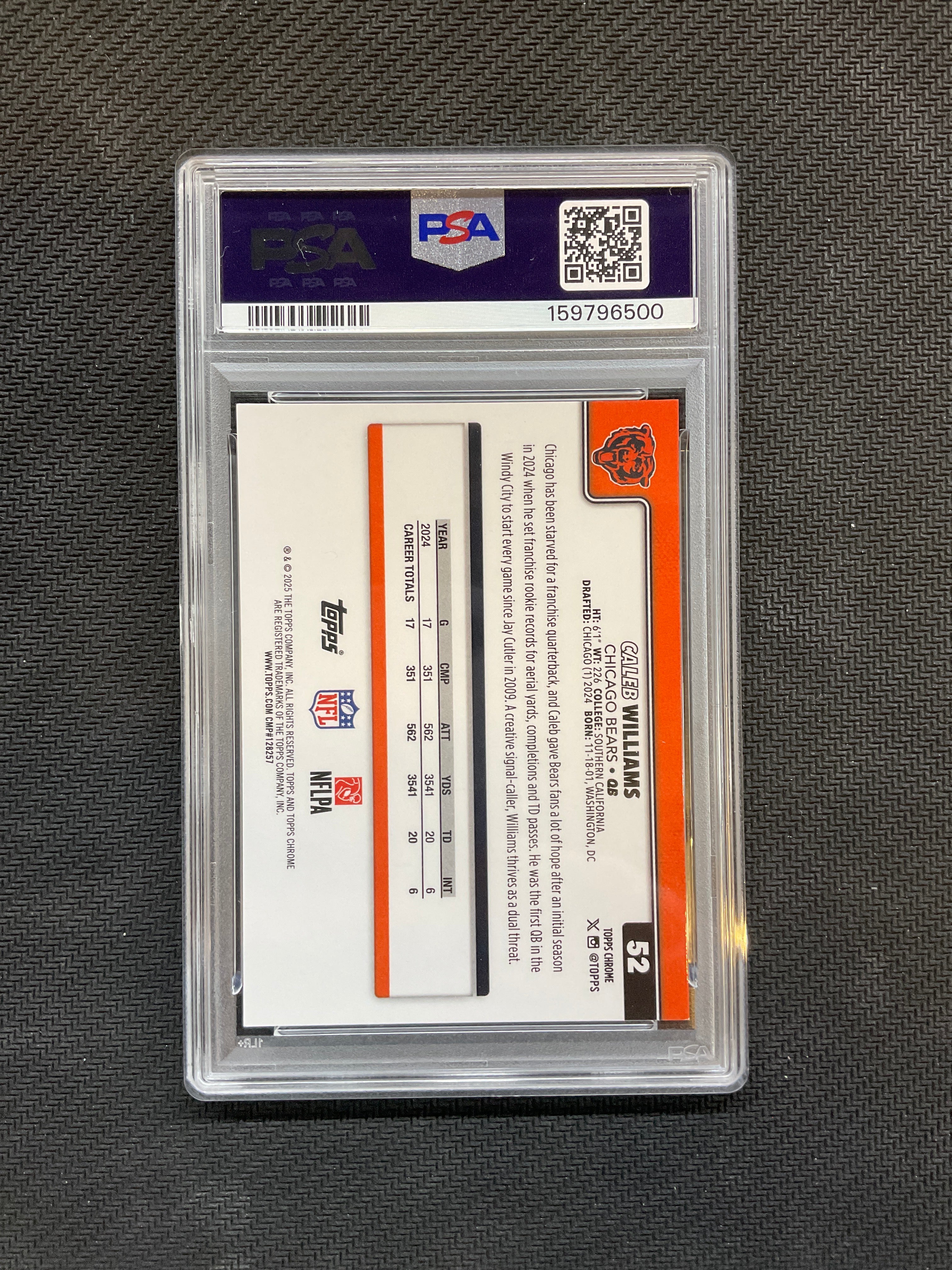 2025 Topps Chrome Caleb Williams Molten Mercury /6 PSA 10 Bears