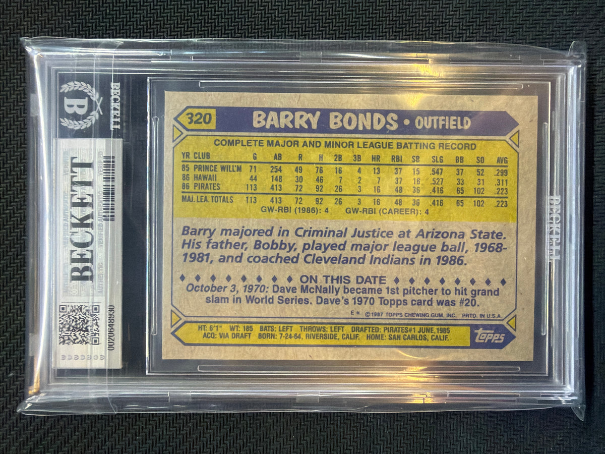 1987 Topps Barry Bonds #320 BGS 9 Pirates