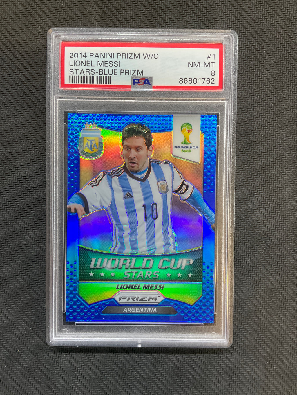 2014 Panini Prizm World Cup Lionel Messi Stars Blue /199 PSA 8 Argentina
