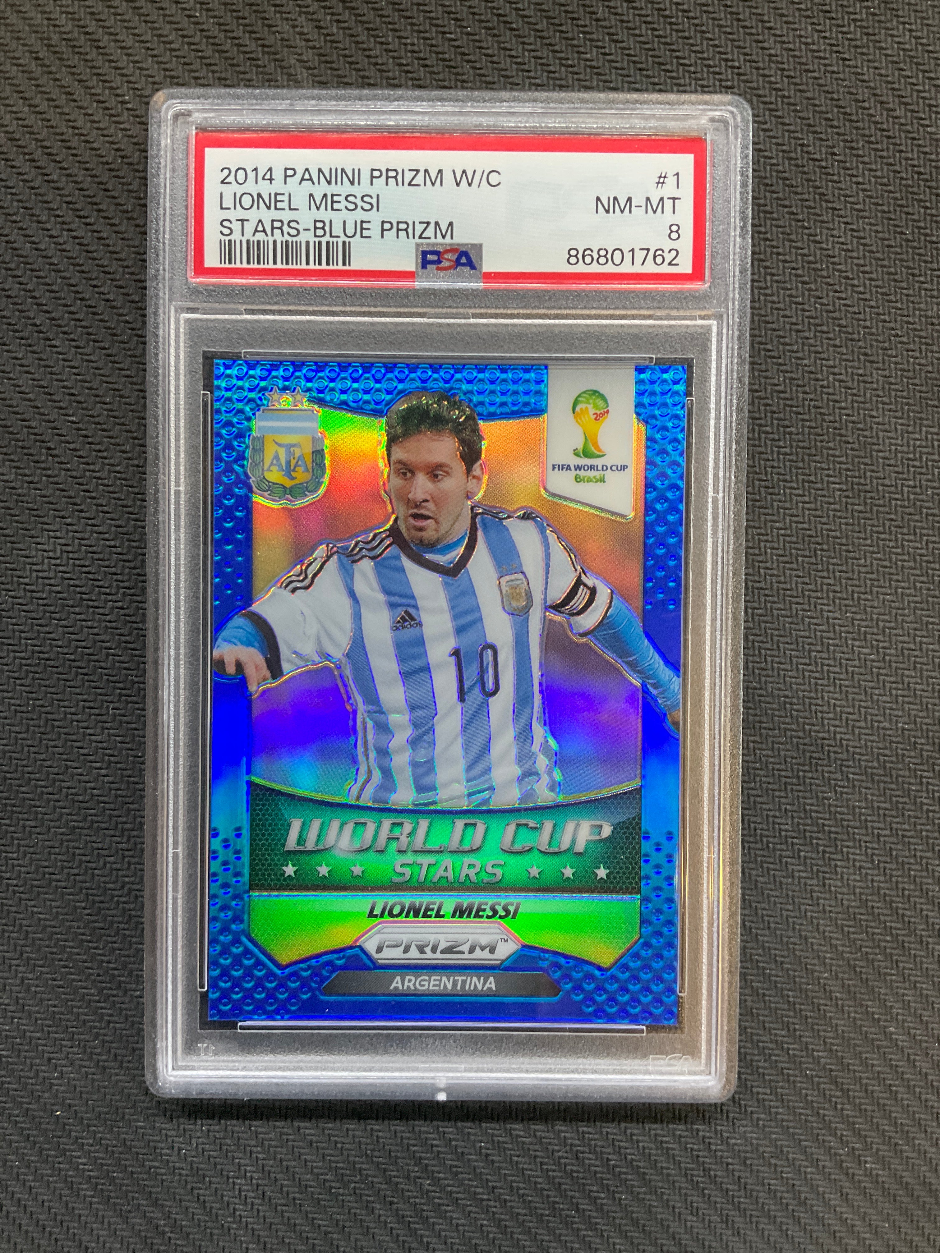 2014 Panini Prizm World Cup Lionel Messi Stars Blue /199 PSA 8 Argentina