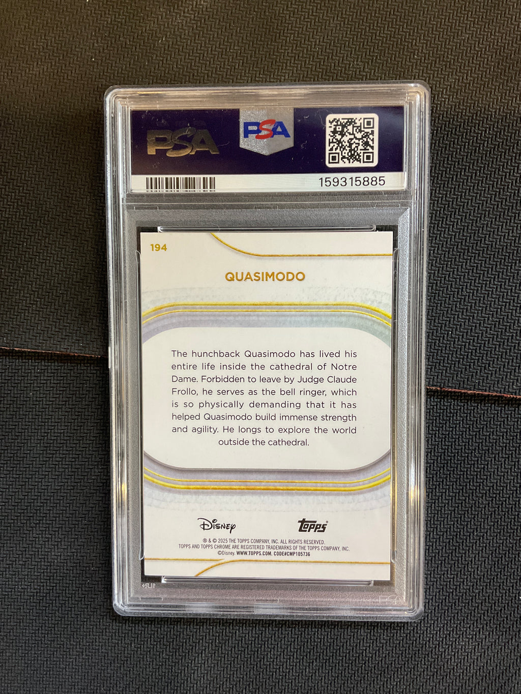2025 Topps Chrome Disney Quasimodo Black & White