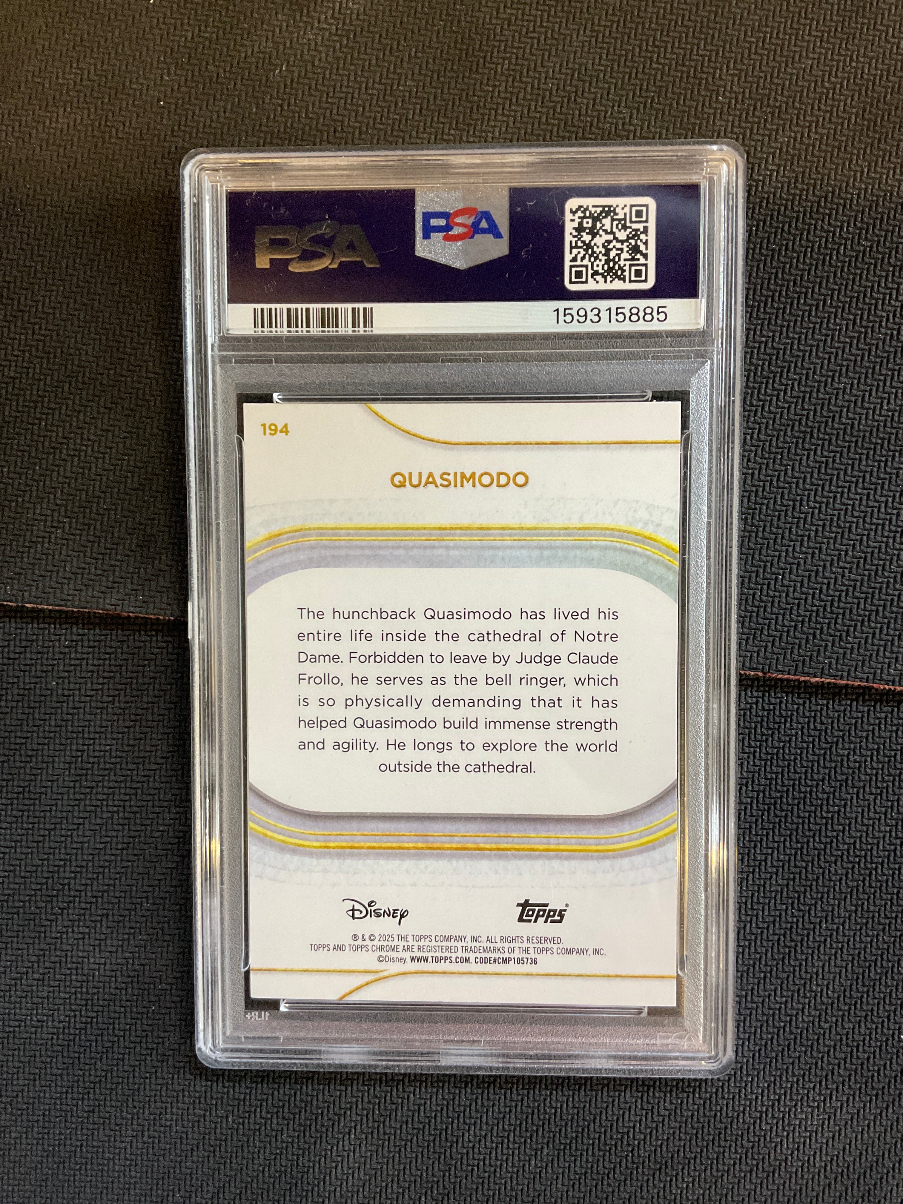 2025 Topps Chrome Disney Quasimodo Black & White