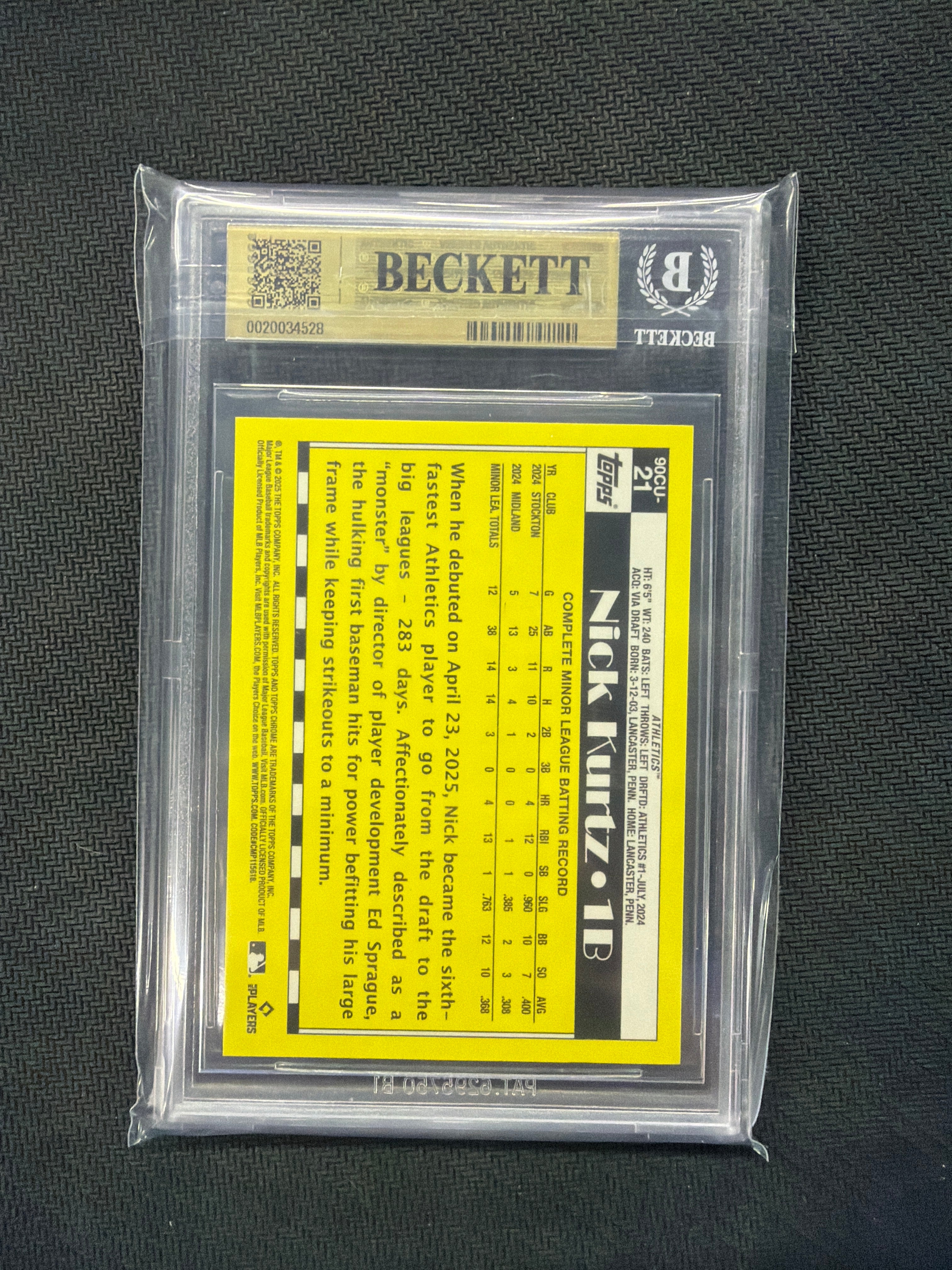 2025 Topps Chrome Update Nick Kurtz BGS 10