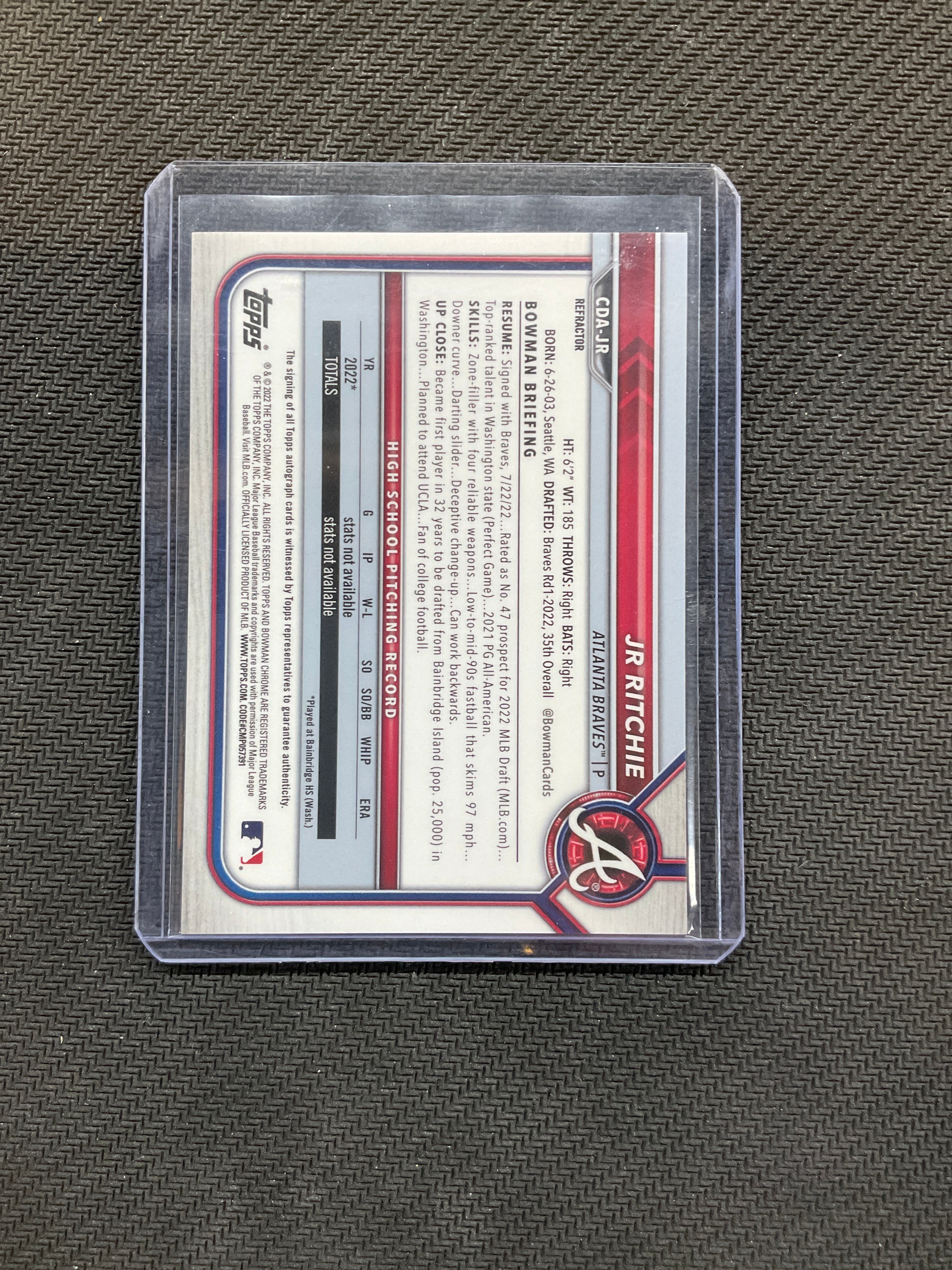 2022 Bowman JR Ritchie Rookie Auto /499 Braves