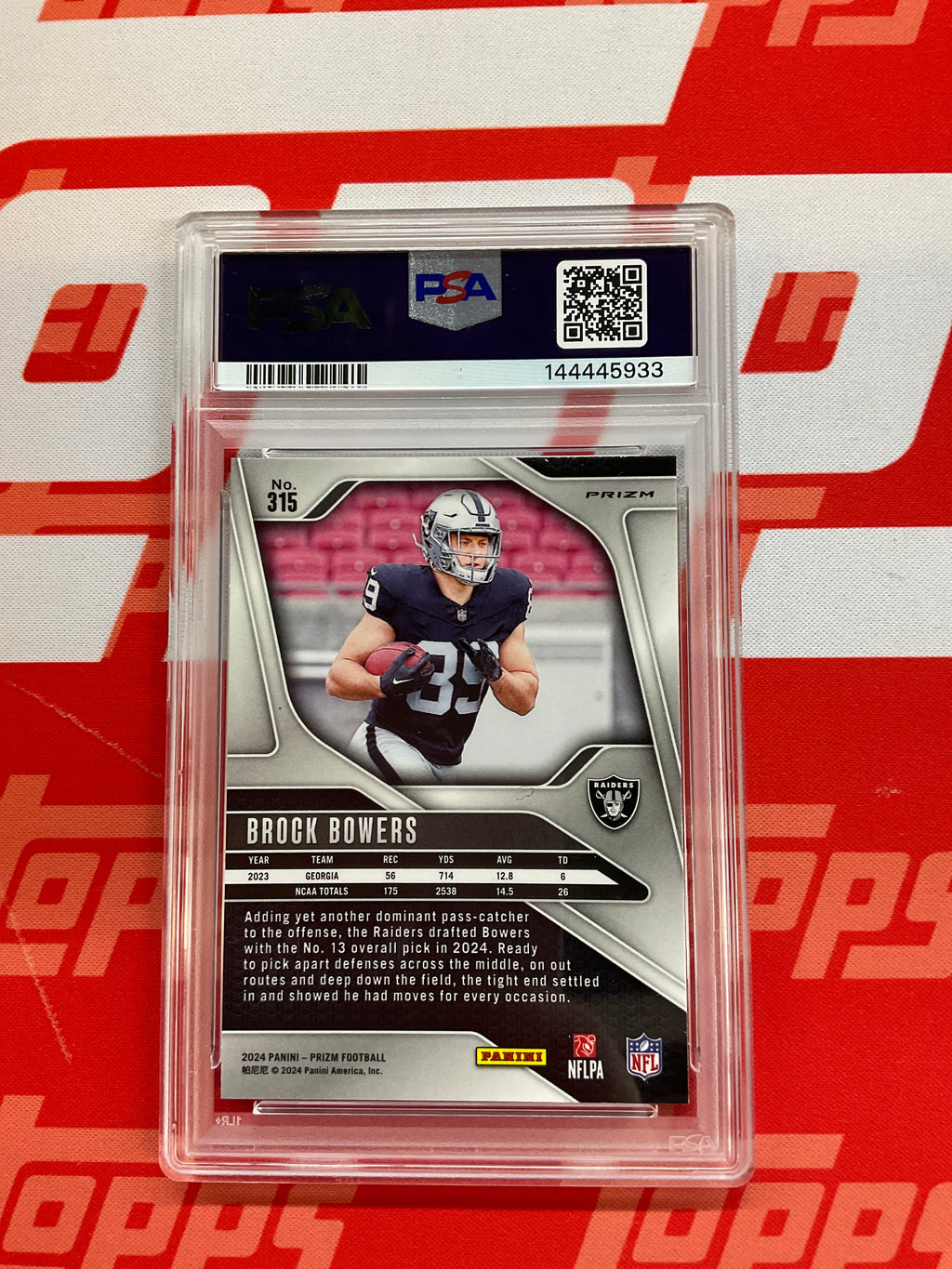 2024 Prizm Brock Bowers Rookie Silver PSA 8 Raiders