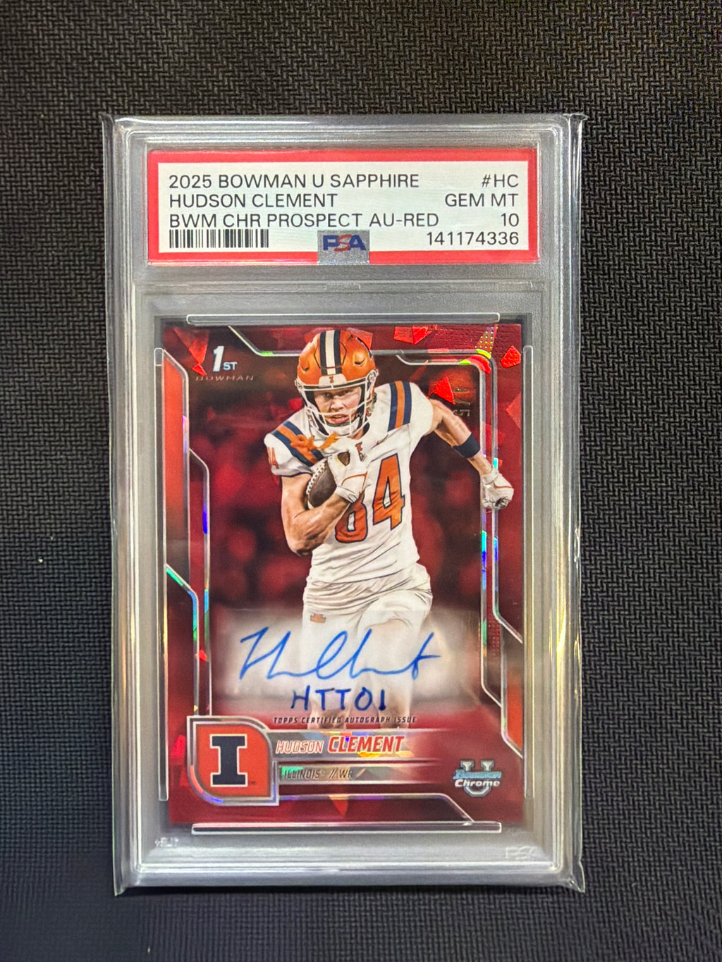 2025 Bowman U Sapphire Hudson Clement Auto Red /5 PSA 10 Illinois