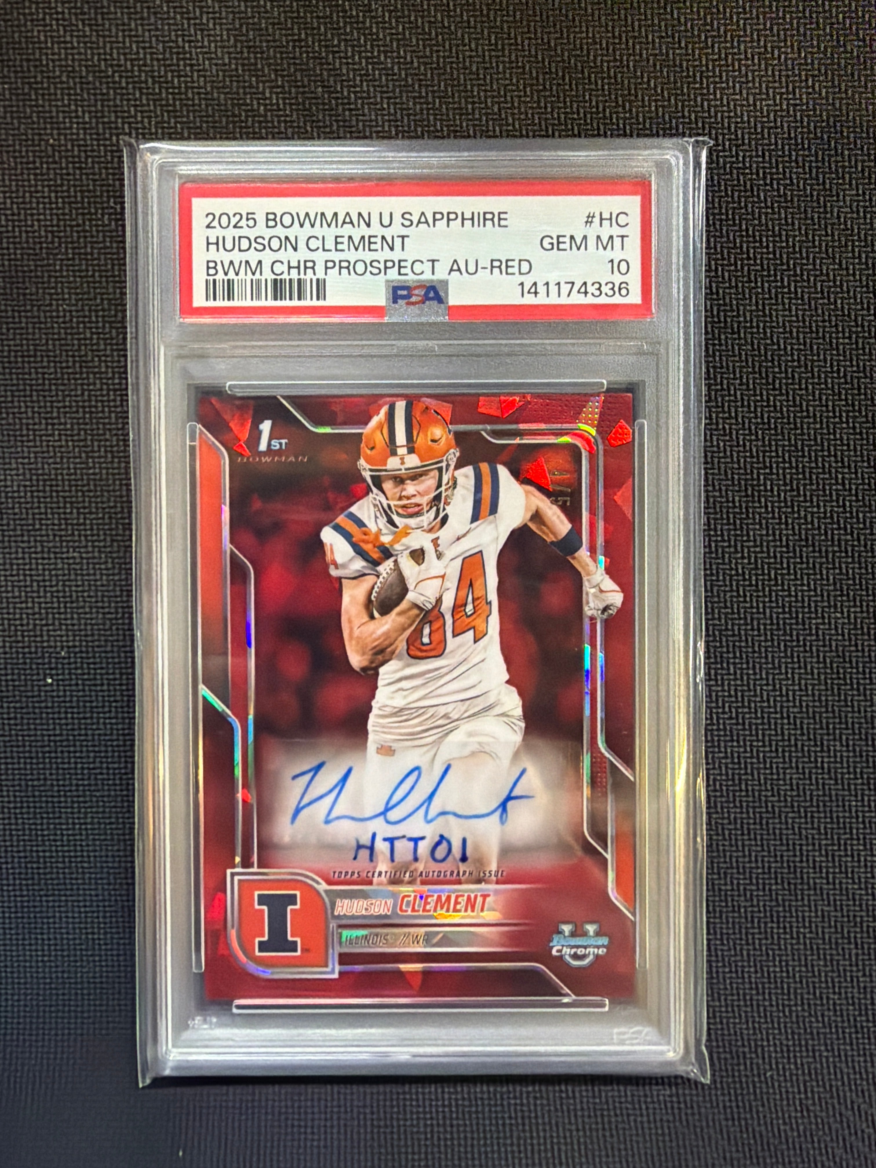 2025 Bowman U Sapphire Hudson Clement Auto Red /5 PSA 10 Illinois