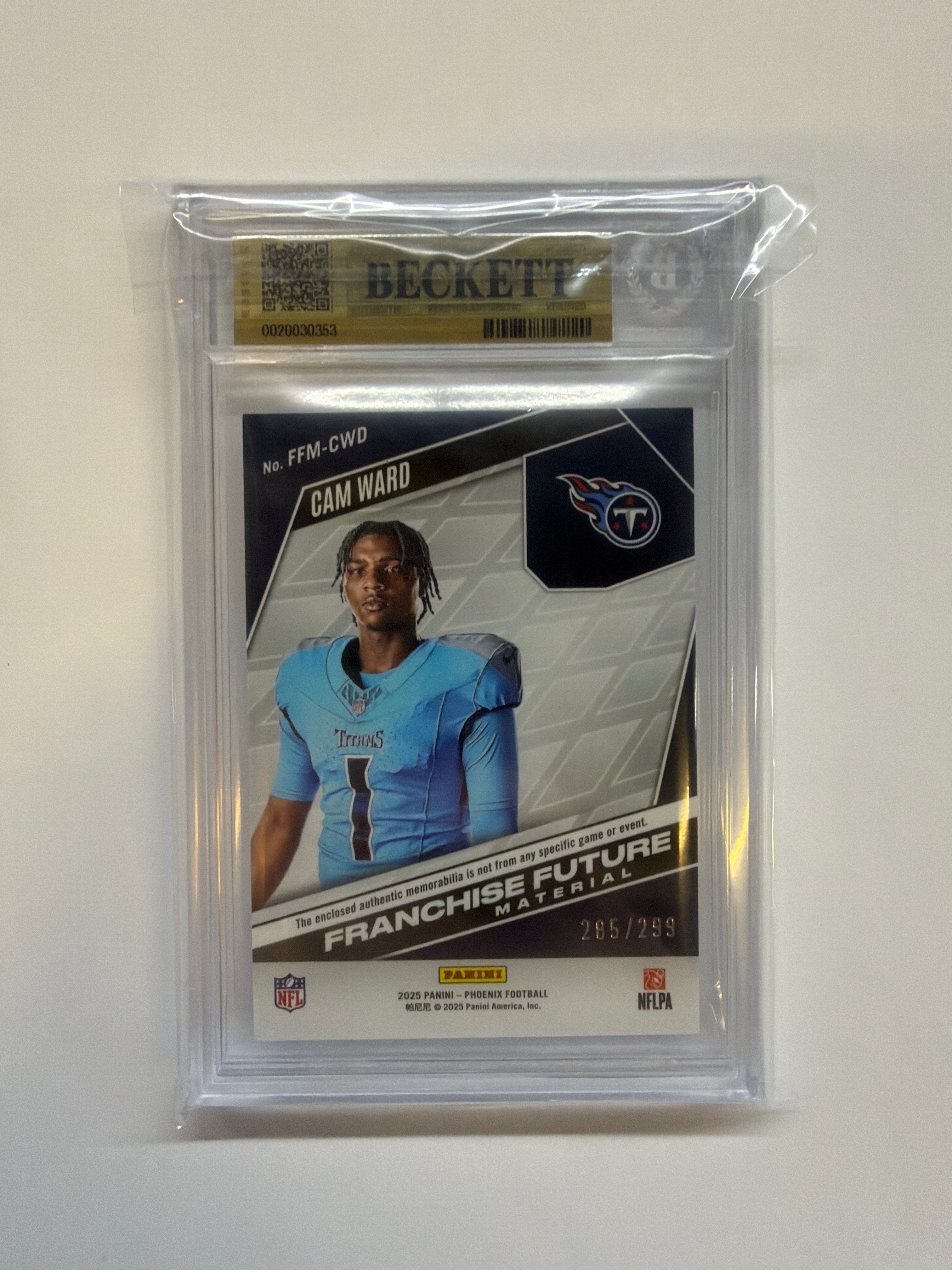 2025 Phoenix Cam Ward Rookie Patch BGS 9.5 Titans