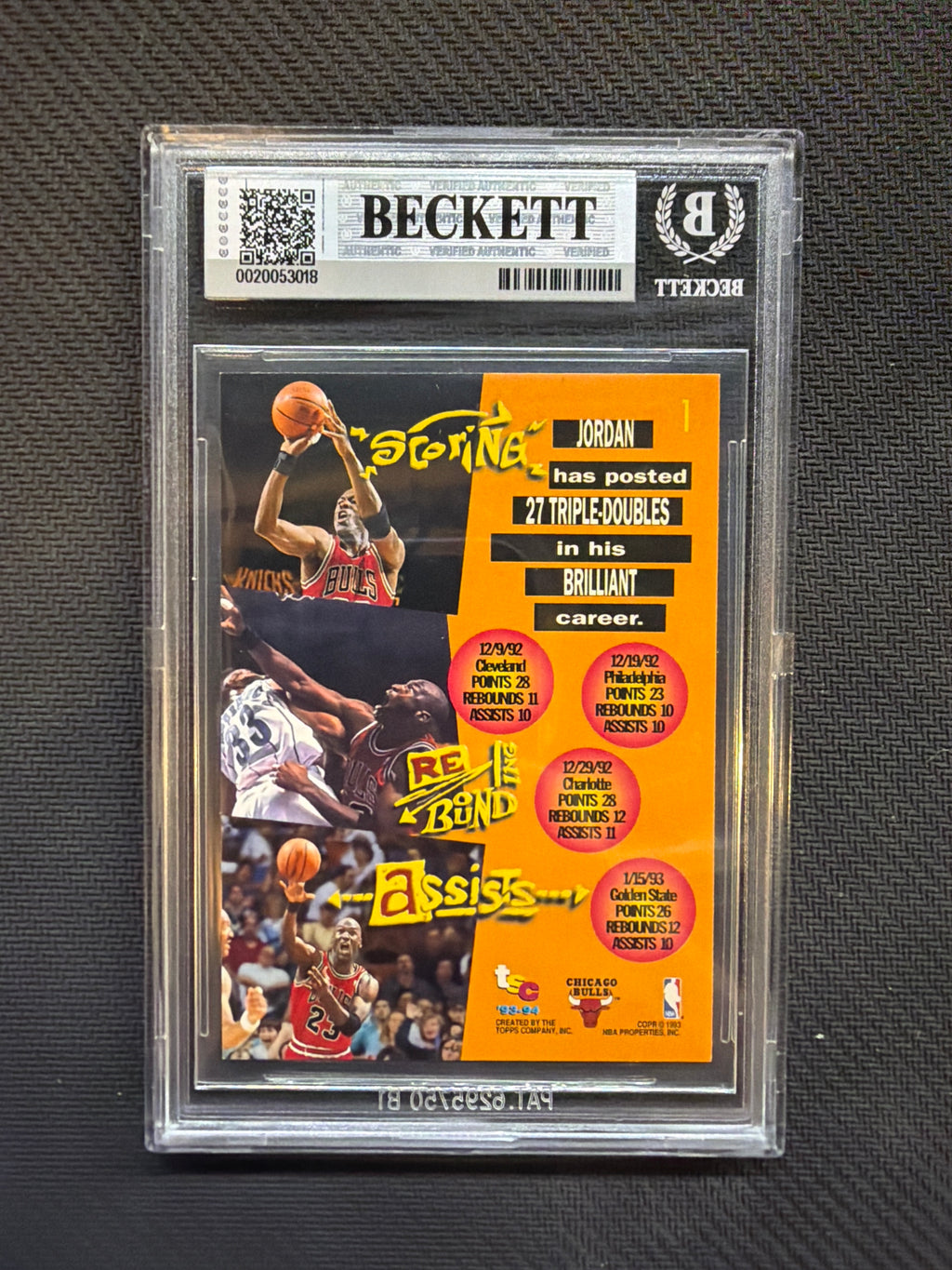 1993-94 Stadium Club Michael Jordan Triple Double BGS 8 Bulls