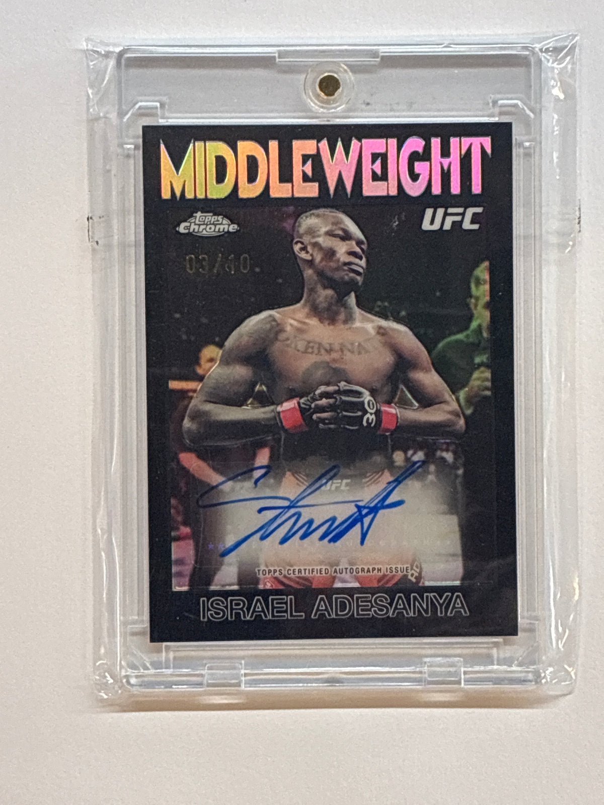 2026 Topps Chrome UFC Israel Adesanya 1986 Signature Card Black Refractor /10