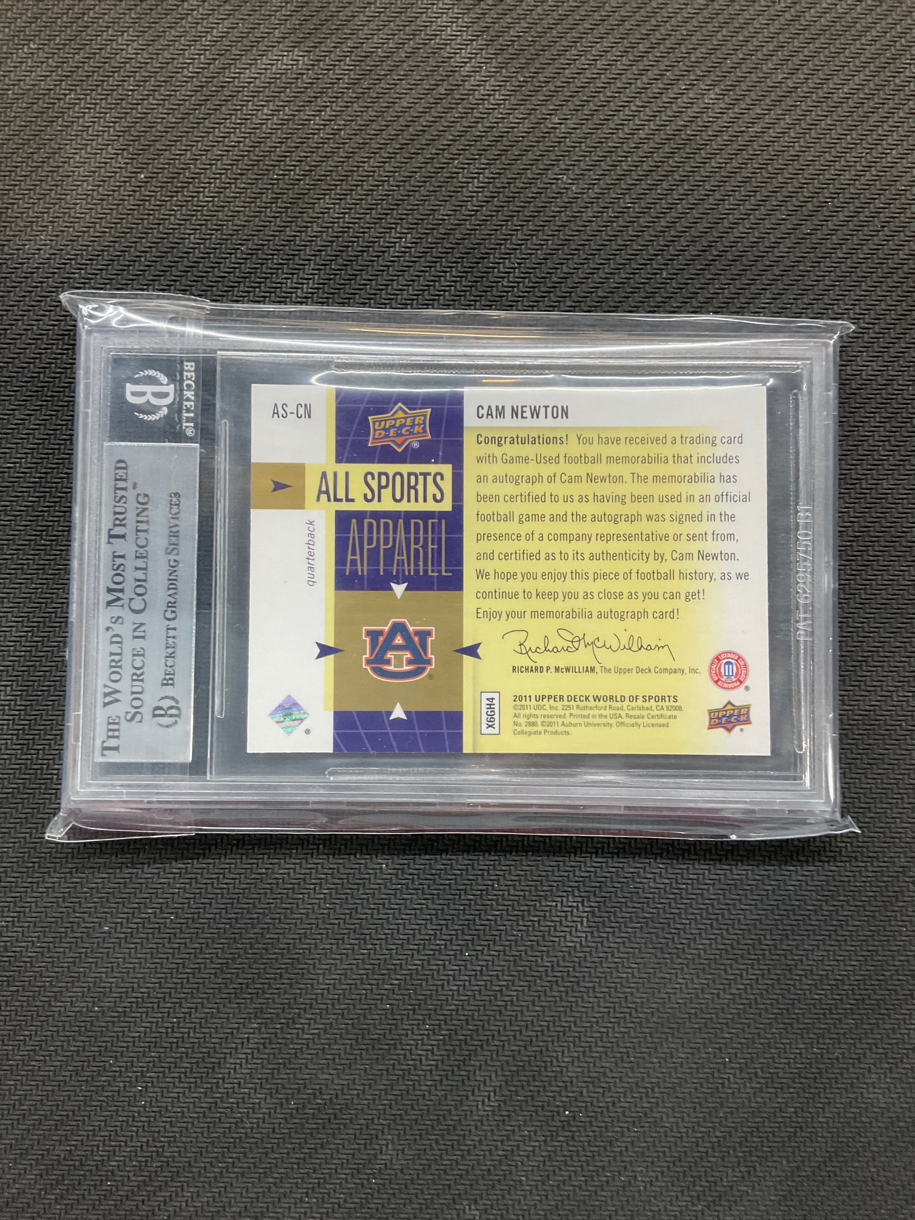 2011 Upper Deck Cam Newton Rookie Patch Auto /5 BGS 9 Auburn