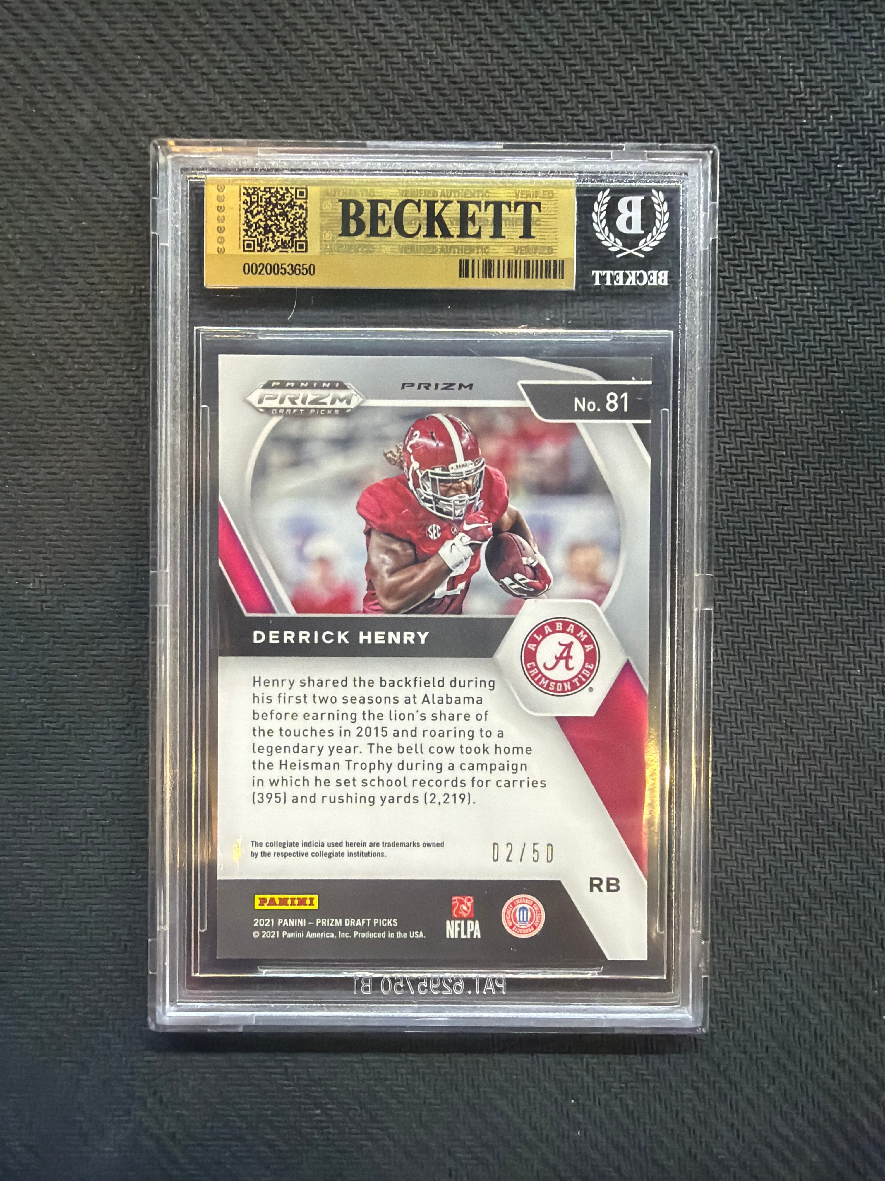 2021 Prizm Draft Picks Derrick Henry Purple Circles /50 BGS 9.5 Alabama