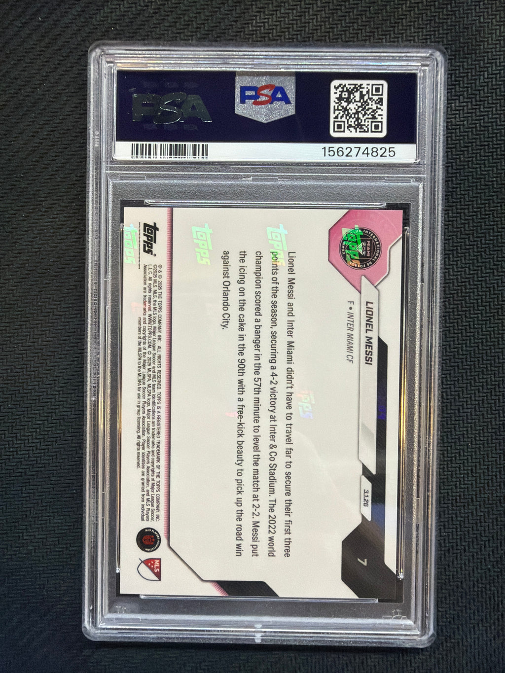 2026 Topps Now MLS Lionel Messi #7 South Beach PSA 10 825